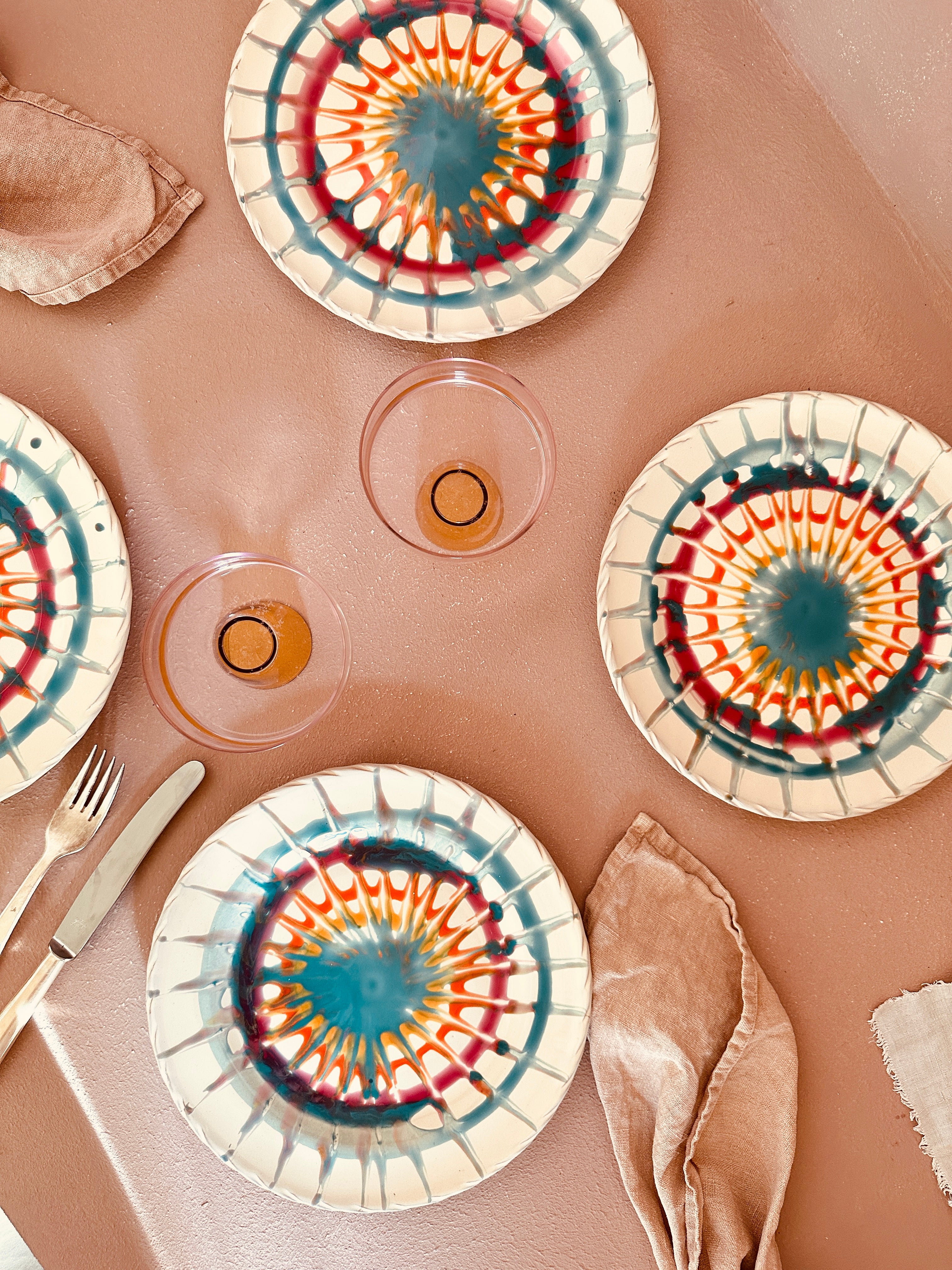 Psychodelic Dinner Plate Set of 4 "Classic Mix"