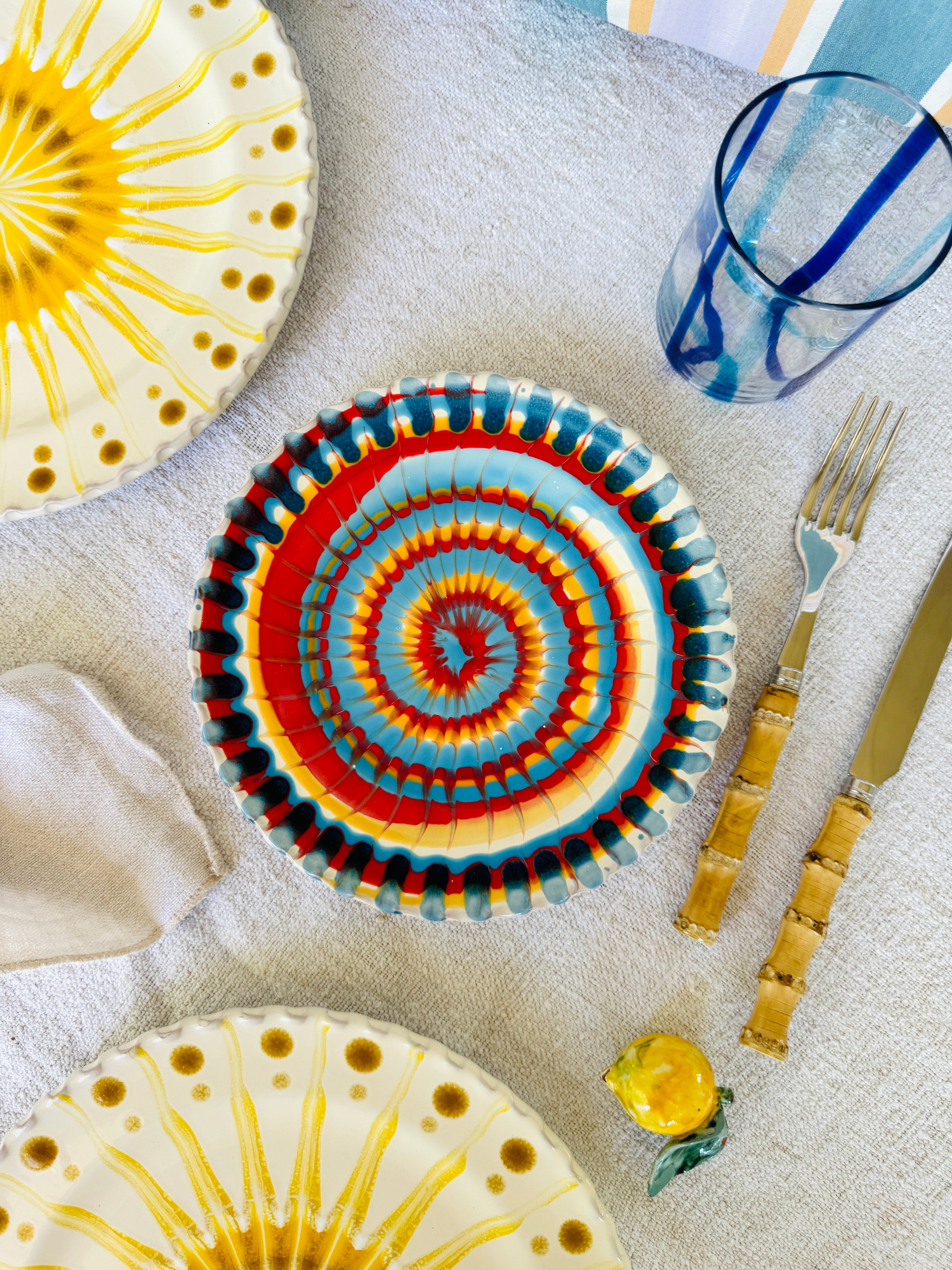 Handmade Italian Antipasti Plate 20 cm | Small Ceramic Plate Psychodeli Design