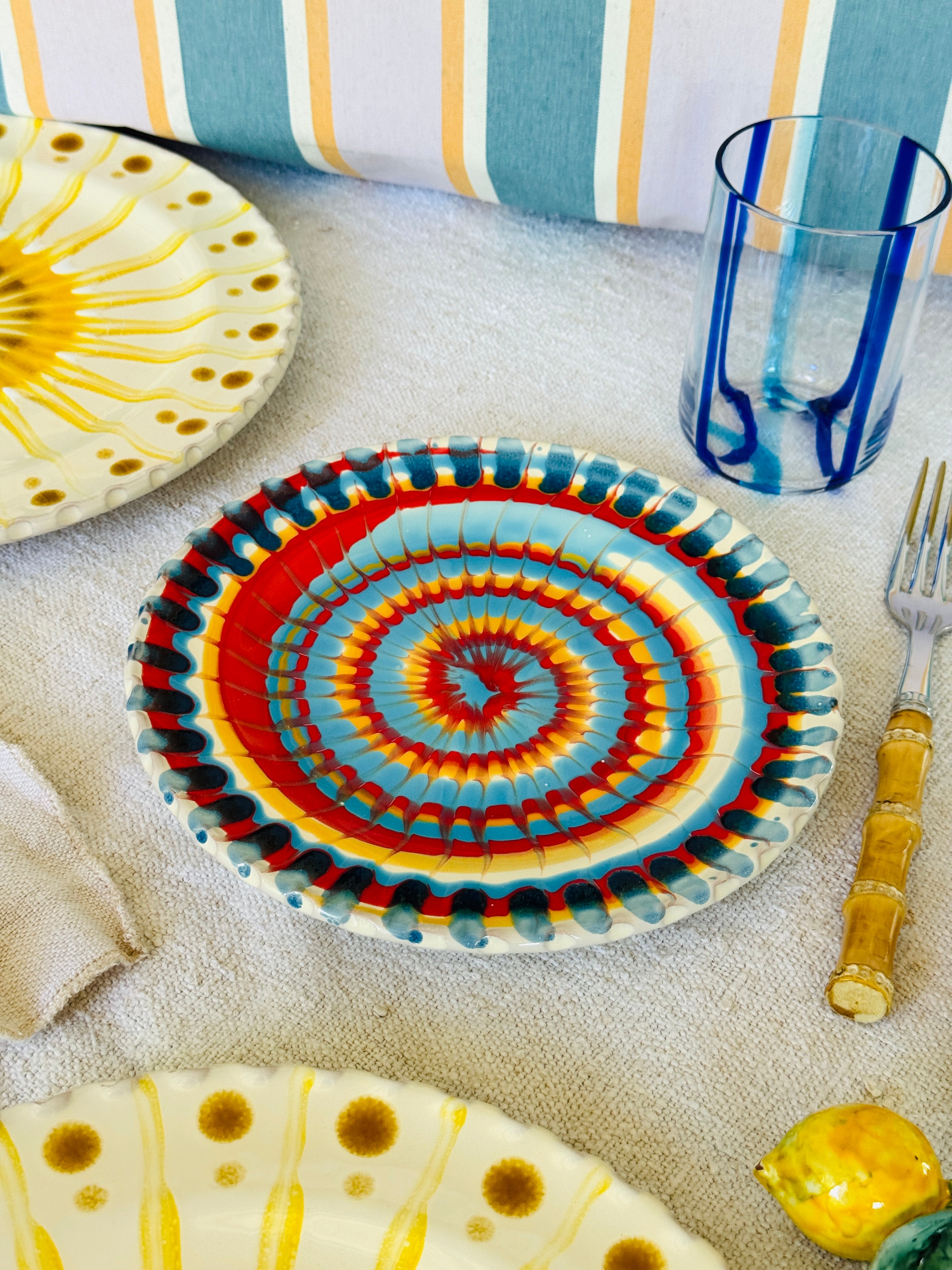 Handmade Italian Antipasti Plate 20 cm | Small Ceramic Plate Psychodeli Design