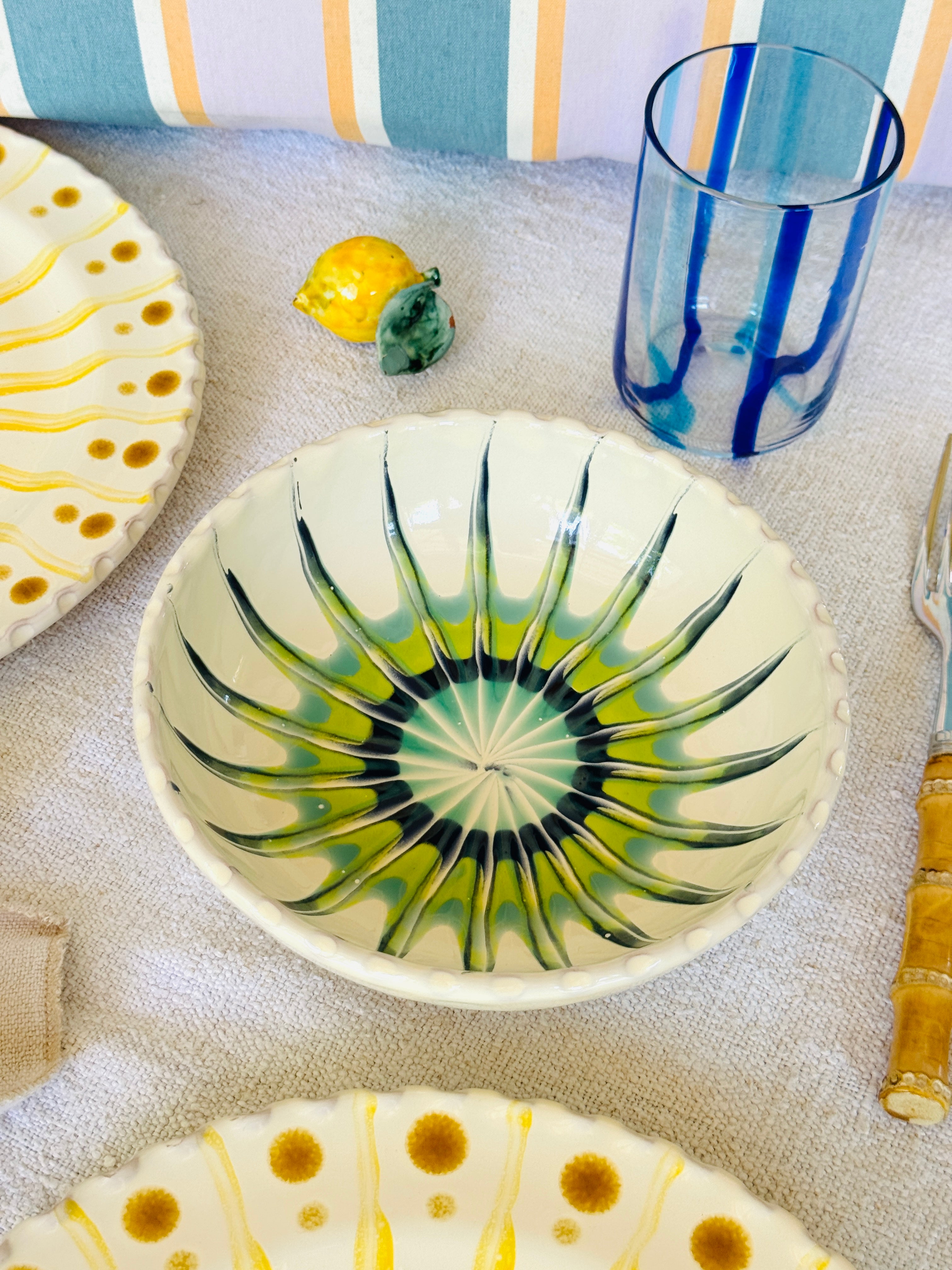 Handgefertigte Keramik Pasta Bowl 19 cm | Psychodelic Kollektion
