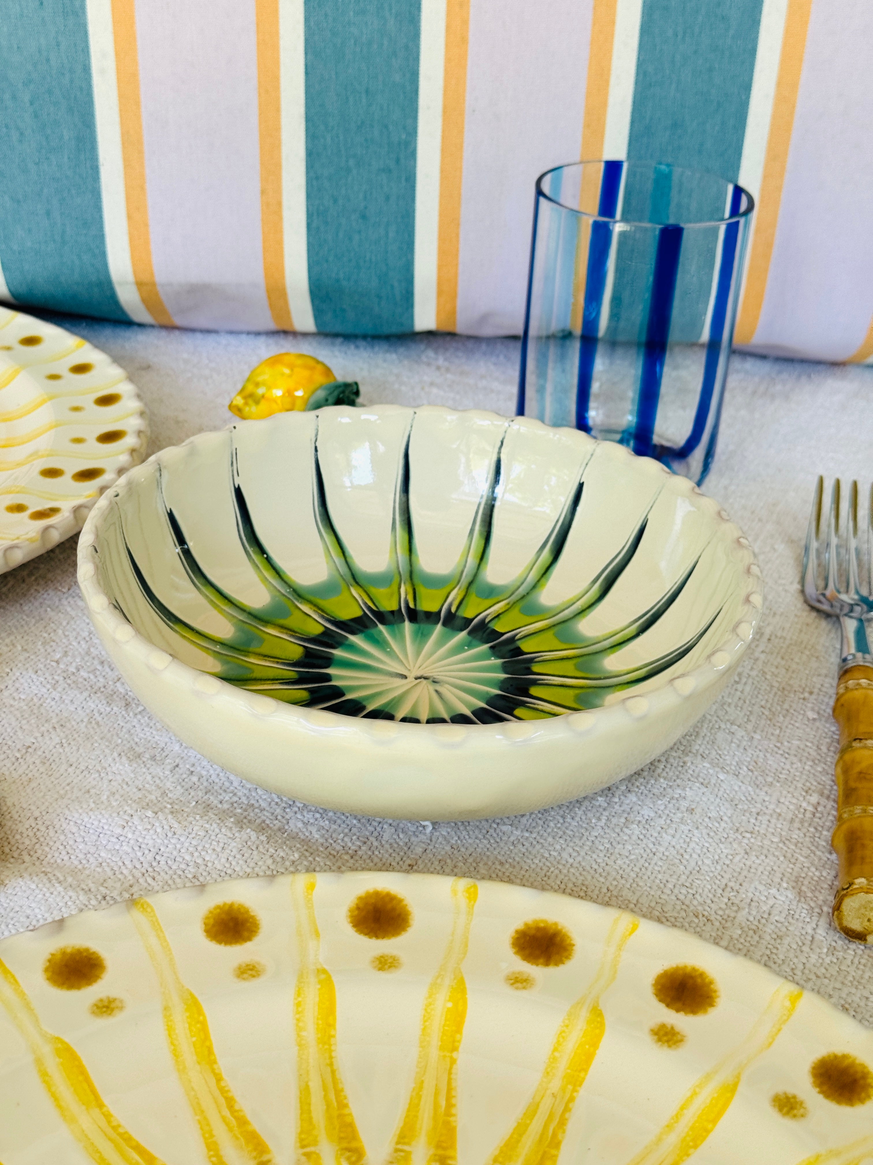 Handgefertigte Keramik Pasta Bowl 19 cm | Psychodelic Kollektion