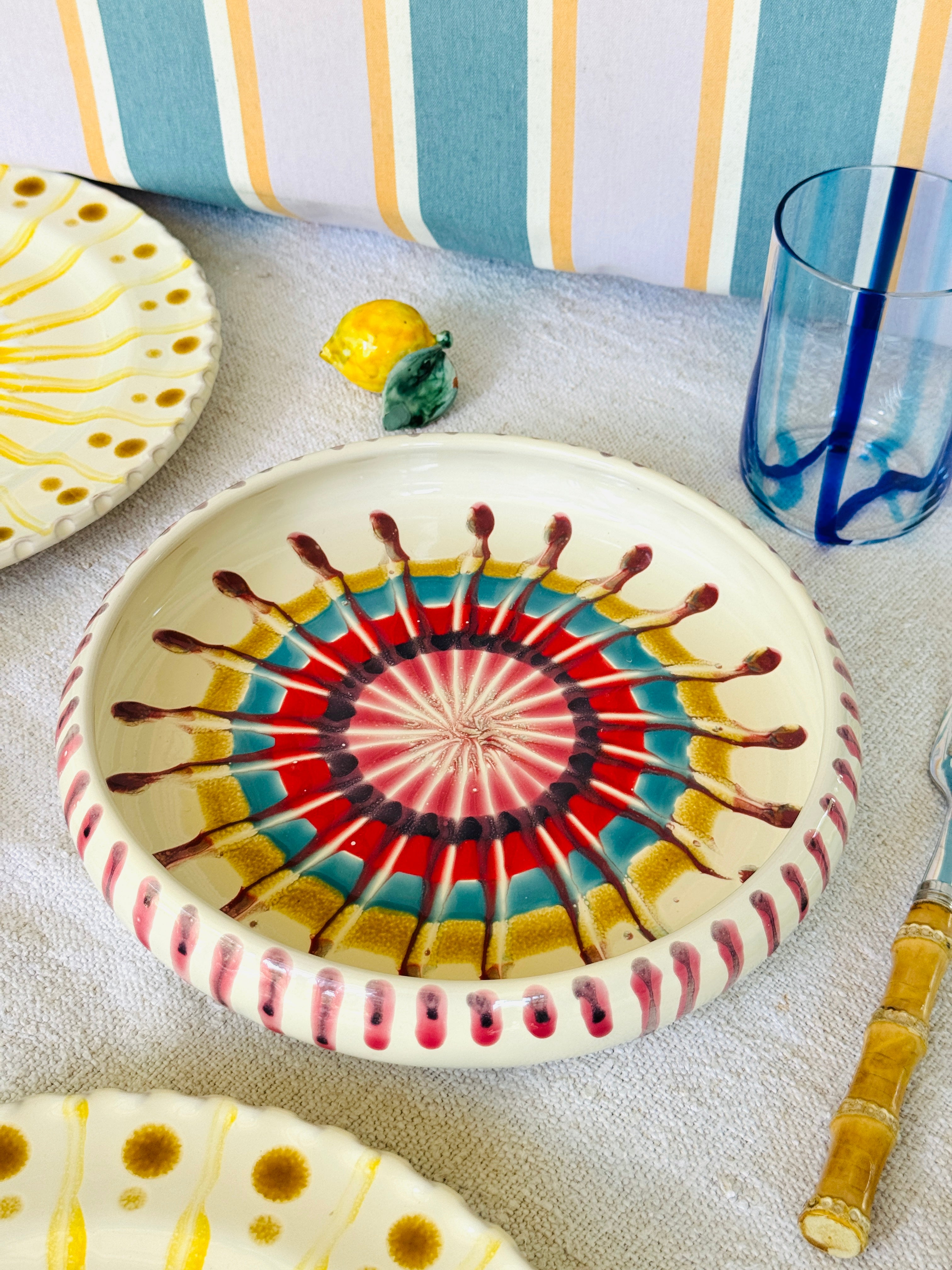Italian Ceramic Pasta Plate 25cm | Handmade Psychodelic Design