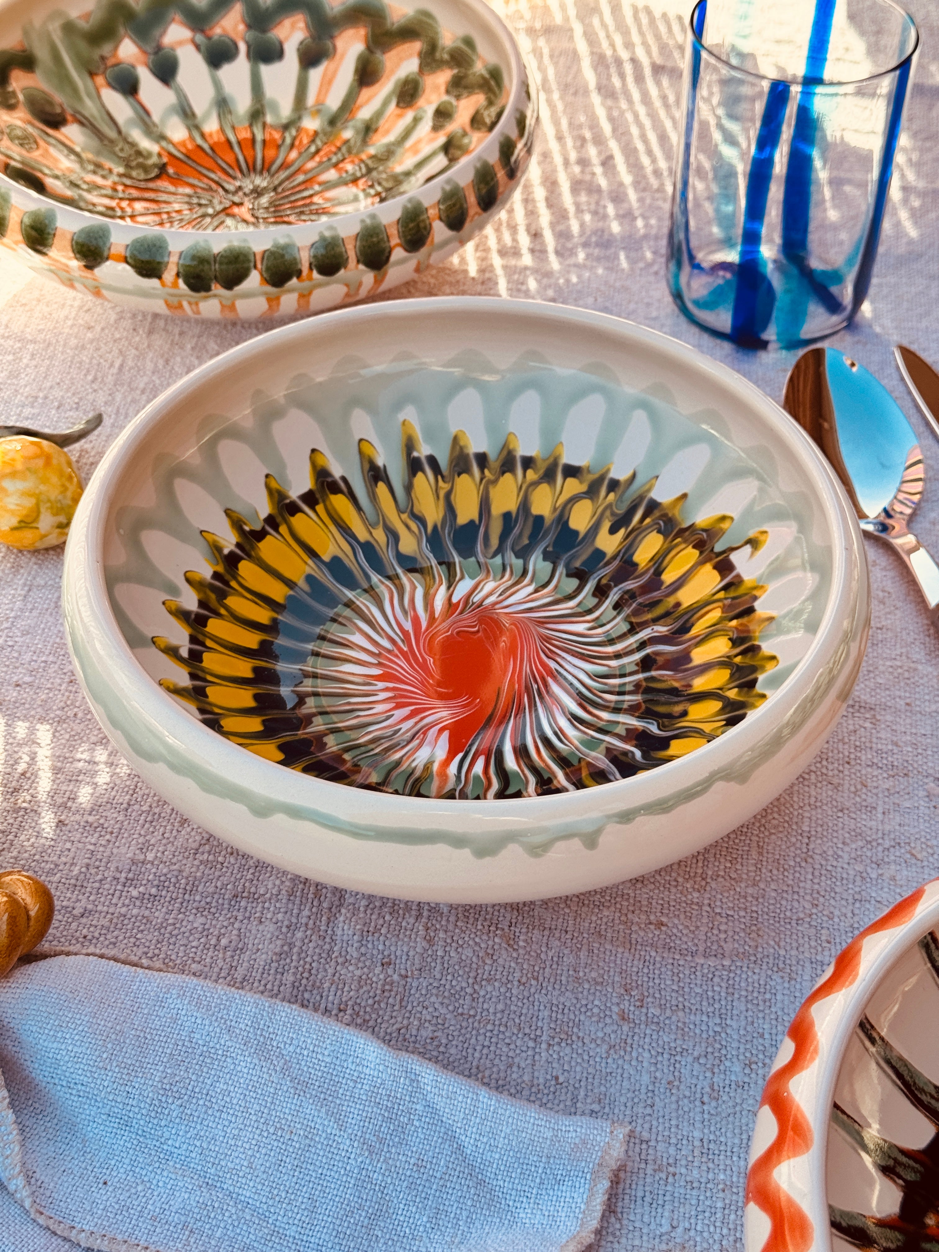 Psychedelic Schale – 21 cm „Bordo Tornito“ – Einzelstück