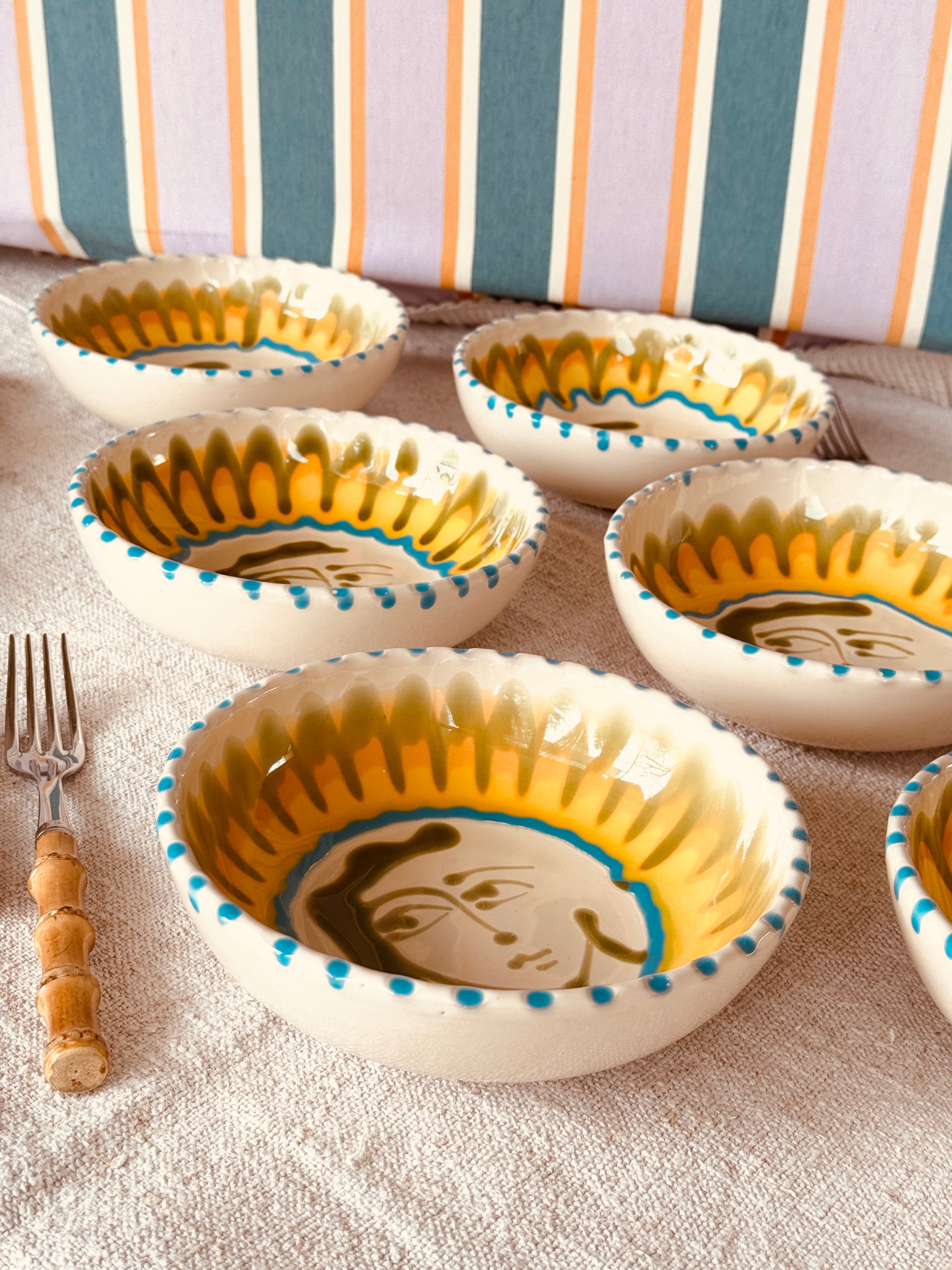 Handmade Italian Ceramic Pasta Bowl Set 21 cm | Riviera Viso Mix