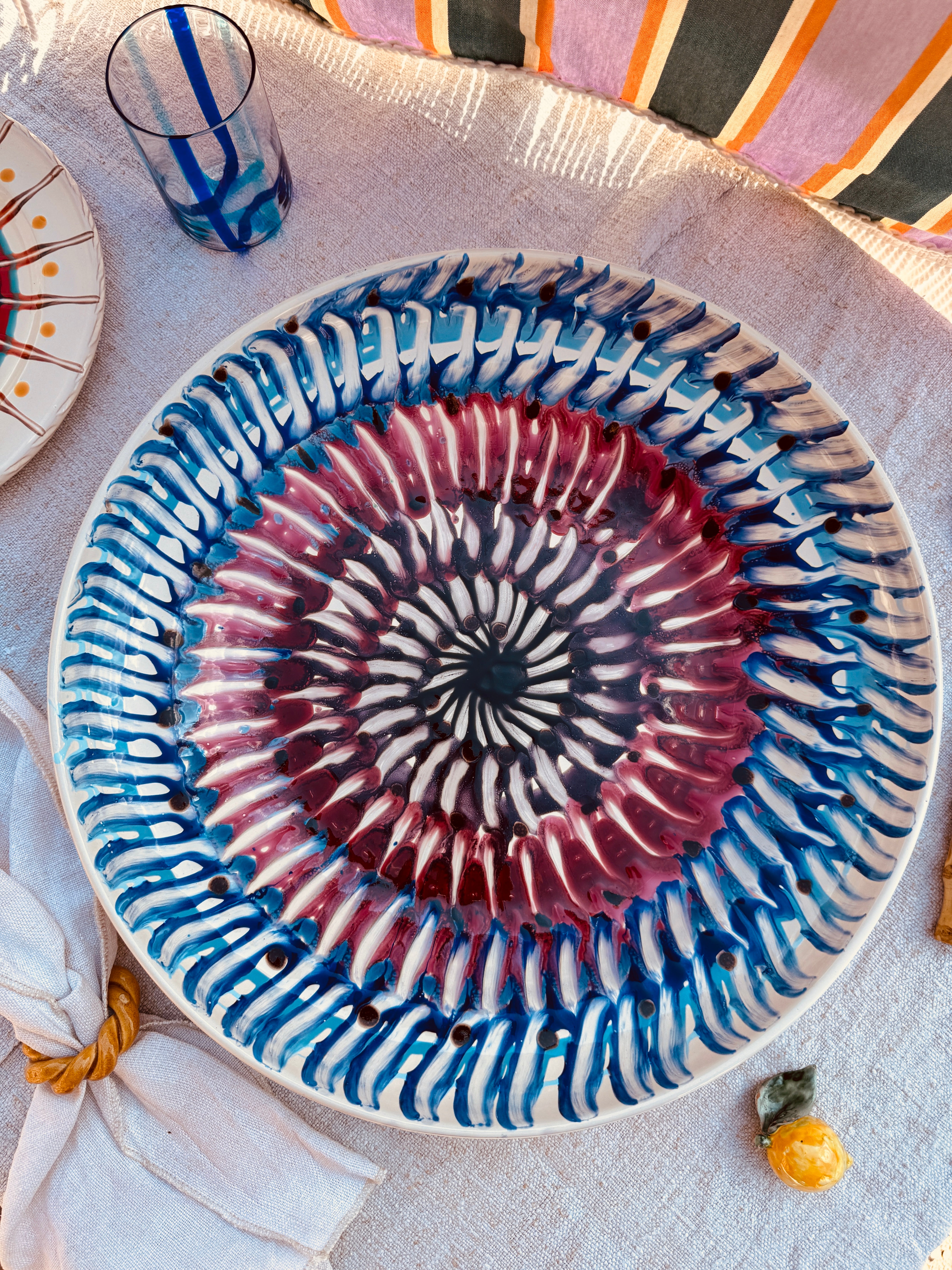 große und einzigartige Psychodelic Schale - 42cm !EINZELSTÜCK!
