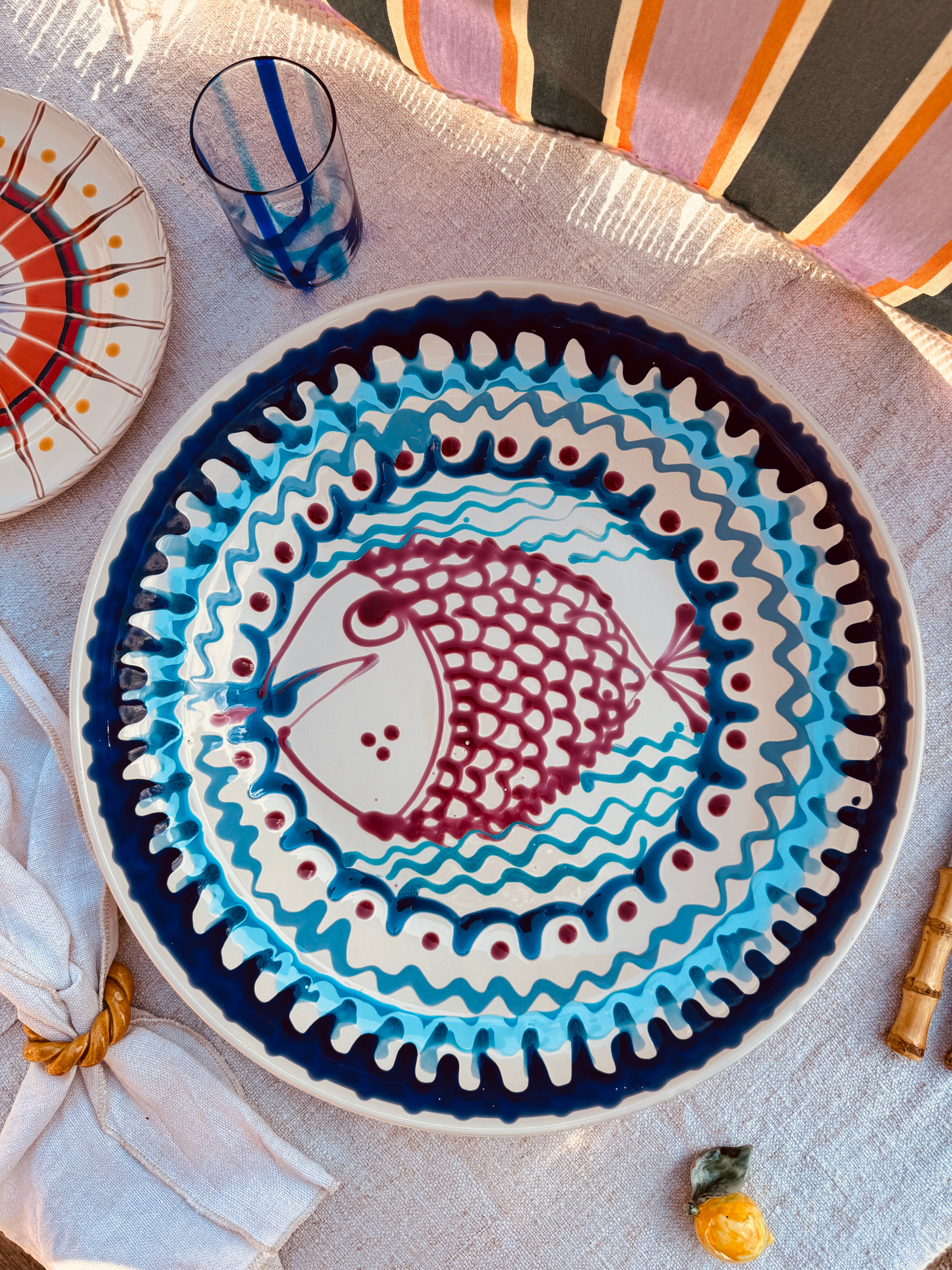 große Psychodelic Pesce Schale - 42cm !EINZELSTÜCK!