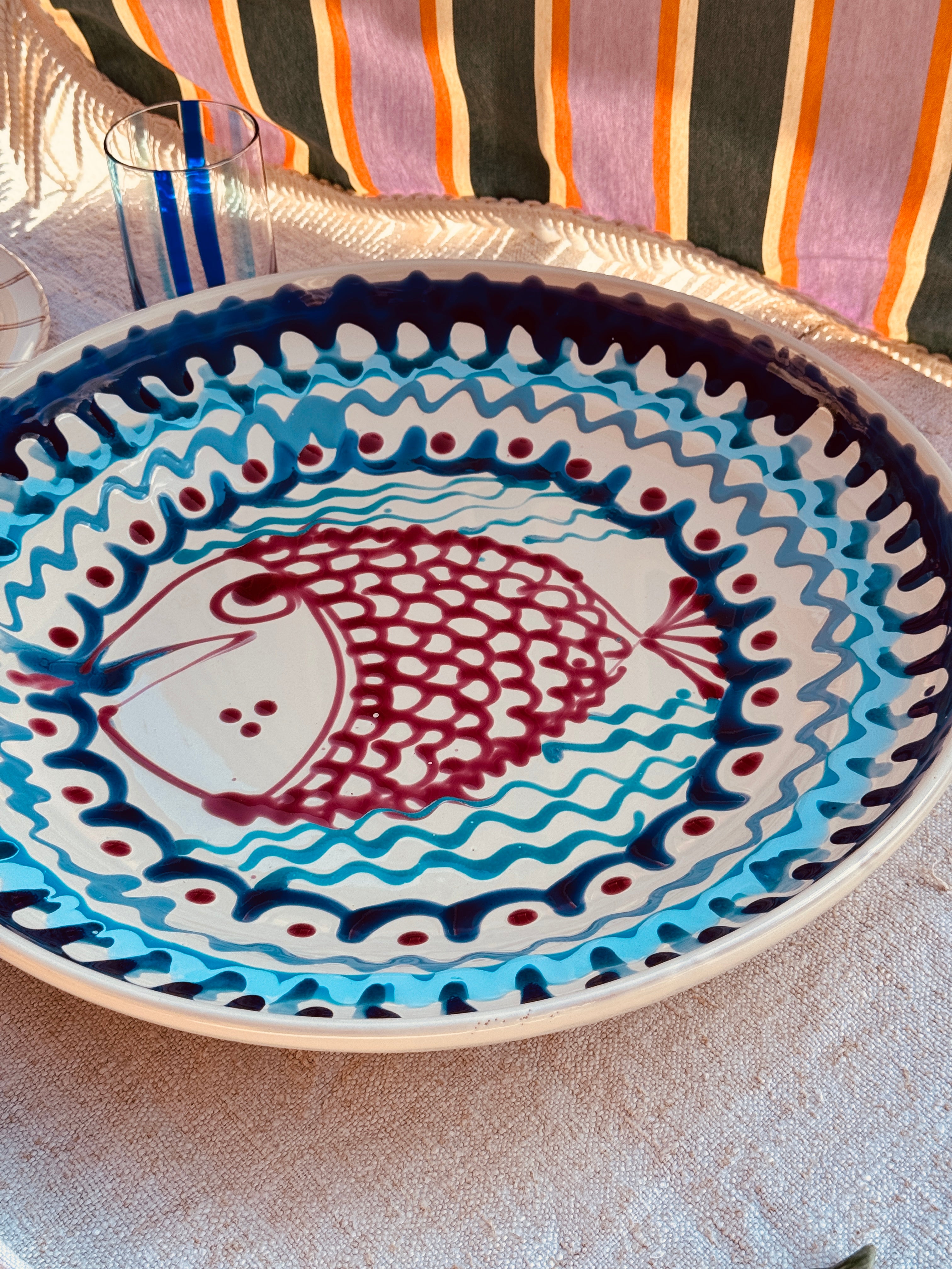 große Psychodelic Pesce Schale - 42cm !EINZELSTÜCK!