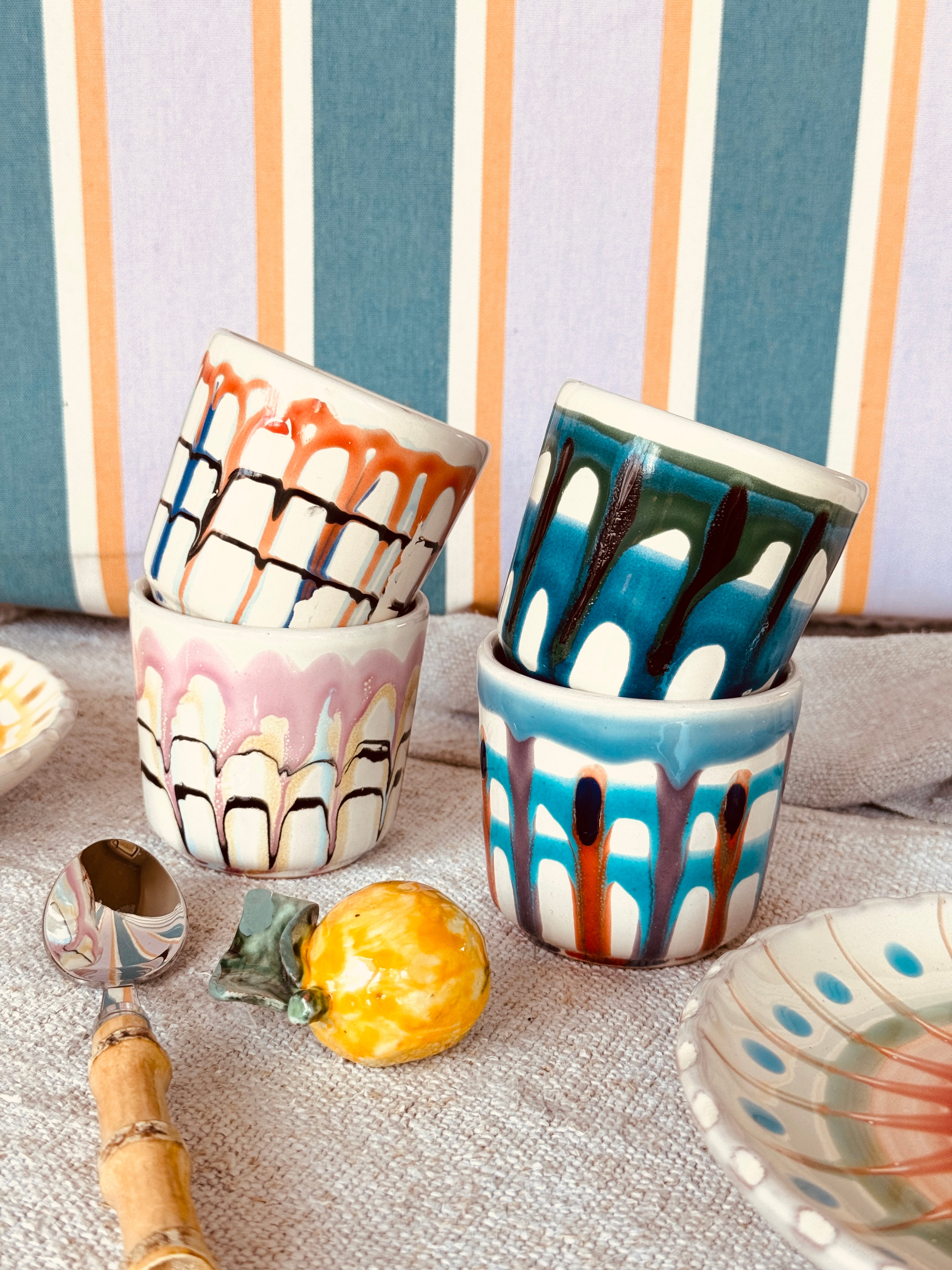 Handmade Italian Espresso Cups Set of 4 | Mixed & Unique