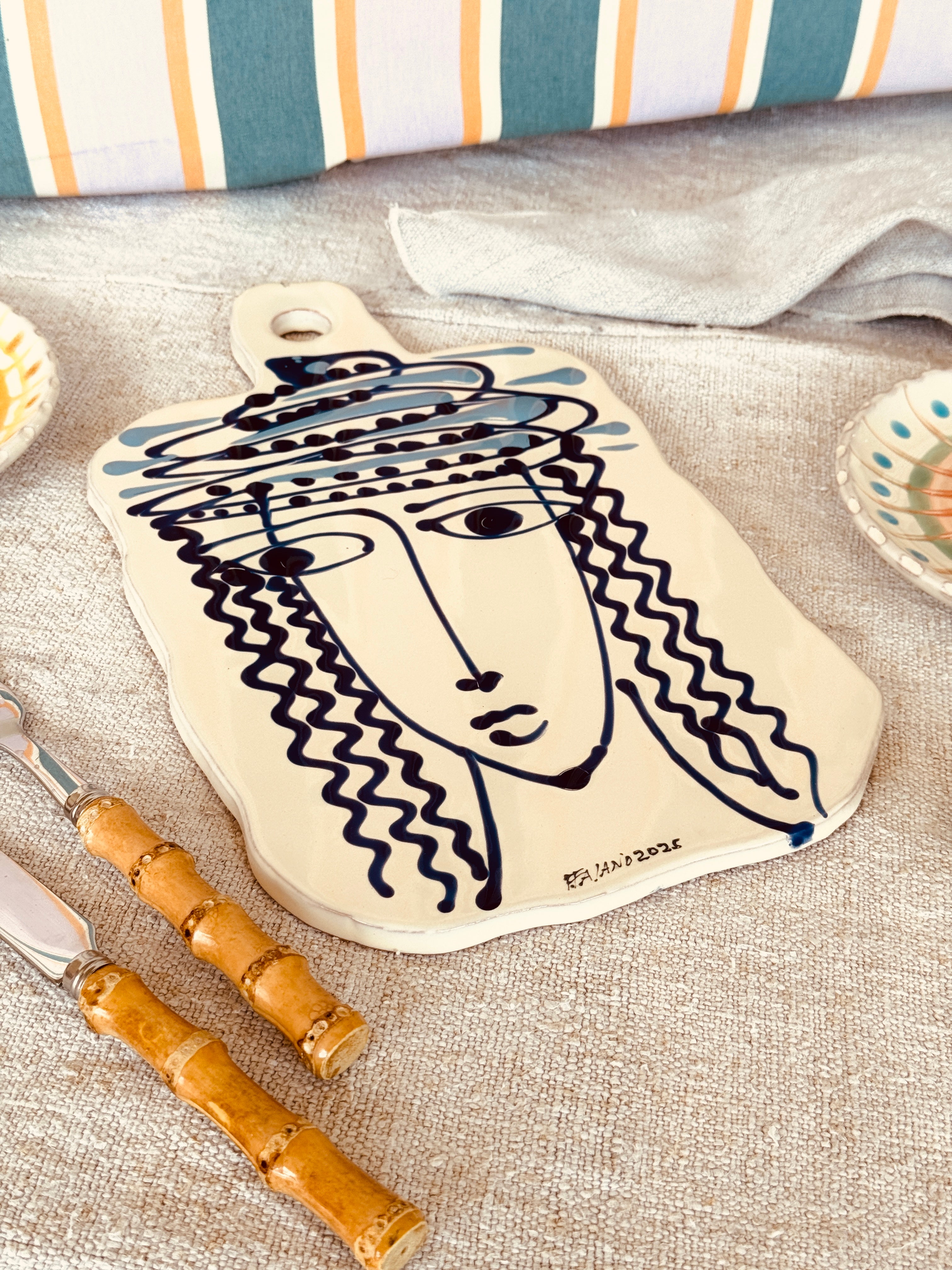 Handmade Italian Ceramic Serving Board 32 cm | Cheese & Antipasti Board