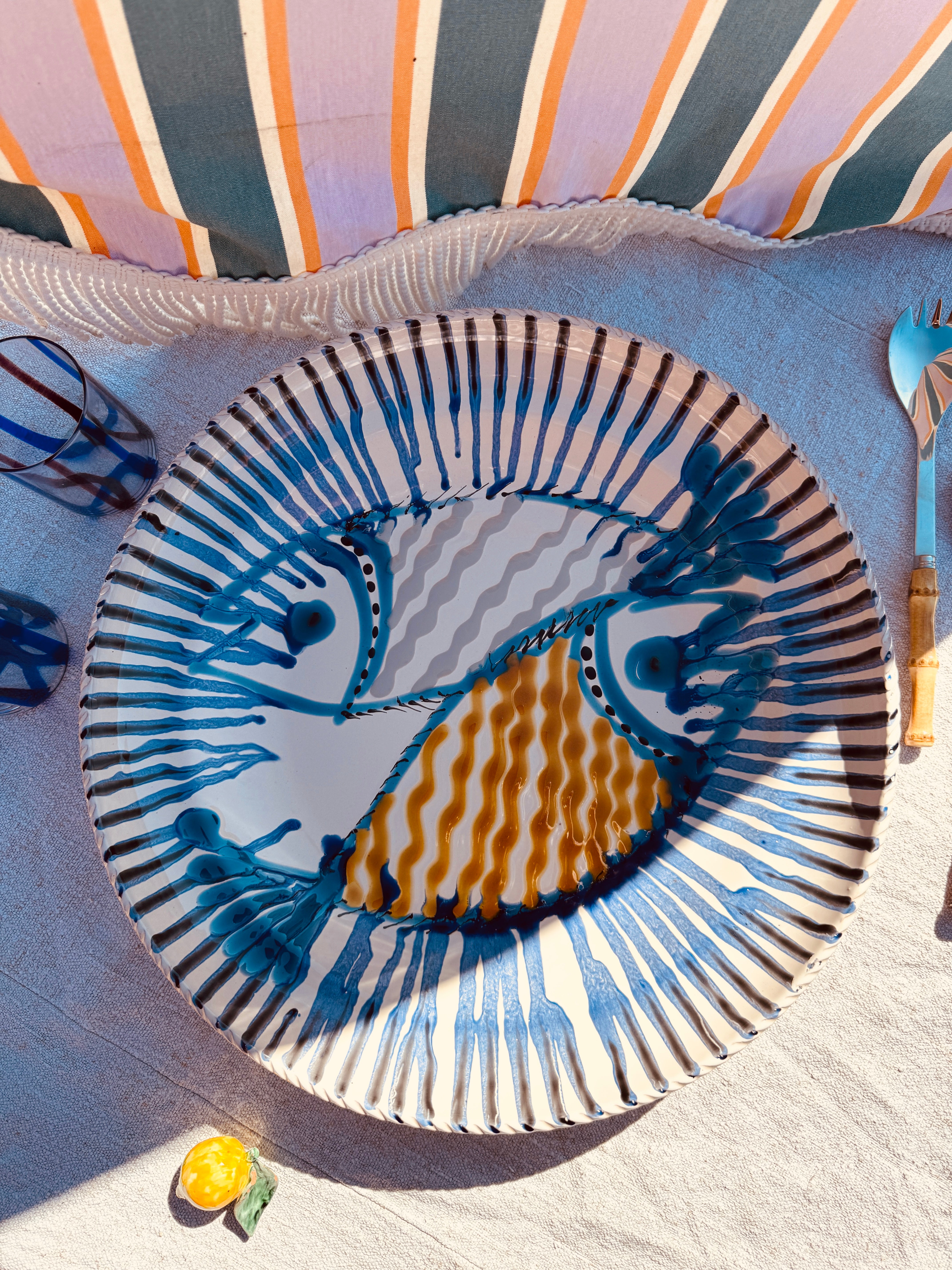 große Psychodelic "Pesce" Schale mit Hänger - 42cm !EINZELSTÜCK!