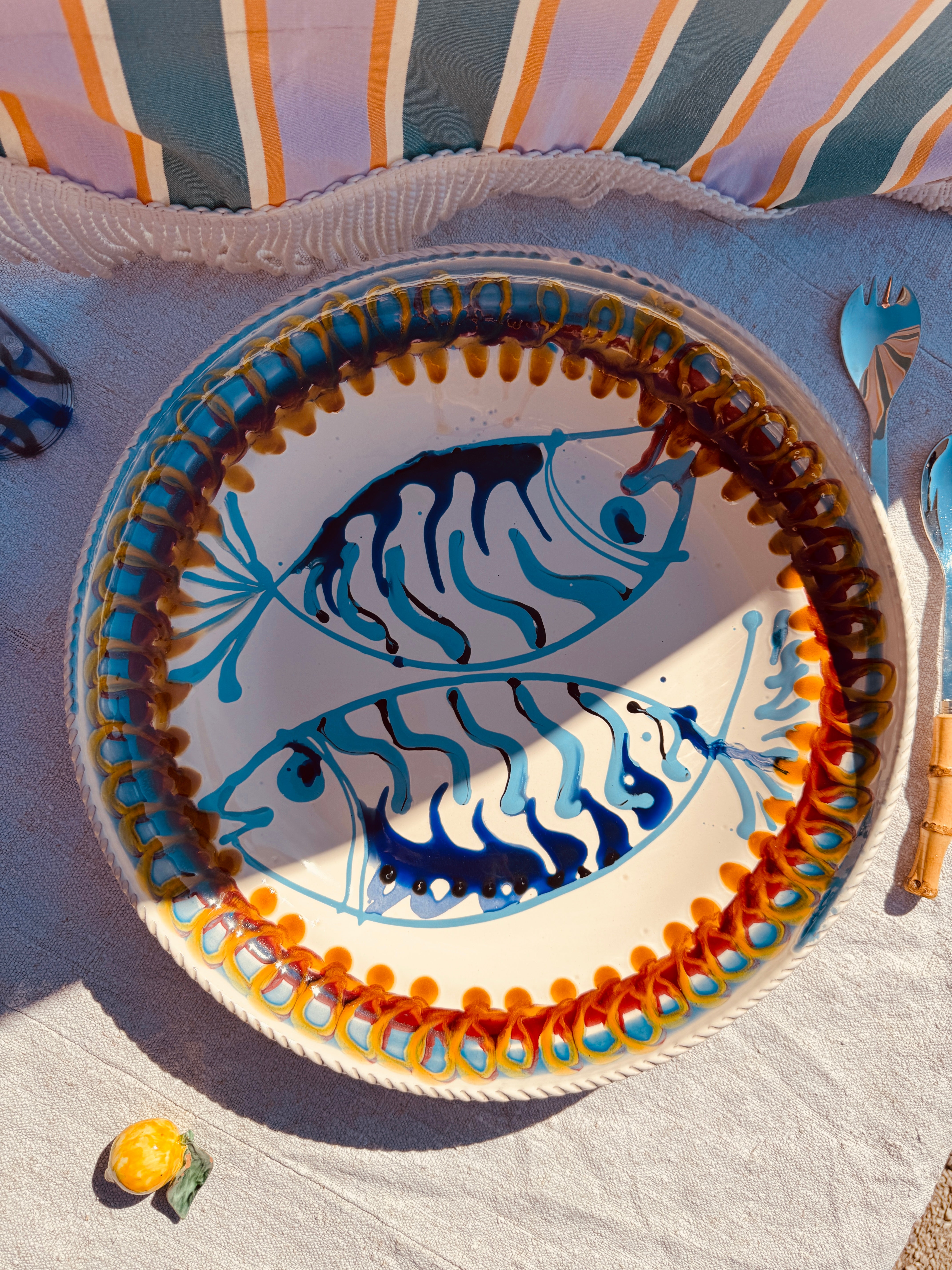 große Psychodelic "Pesce" Schale mit Hänger - 42cm !EINZELSTÜCK!