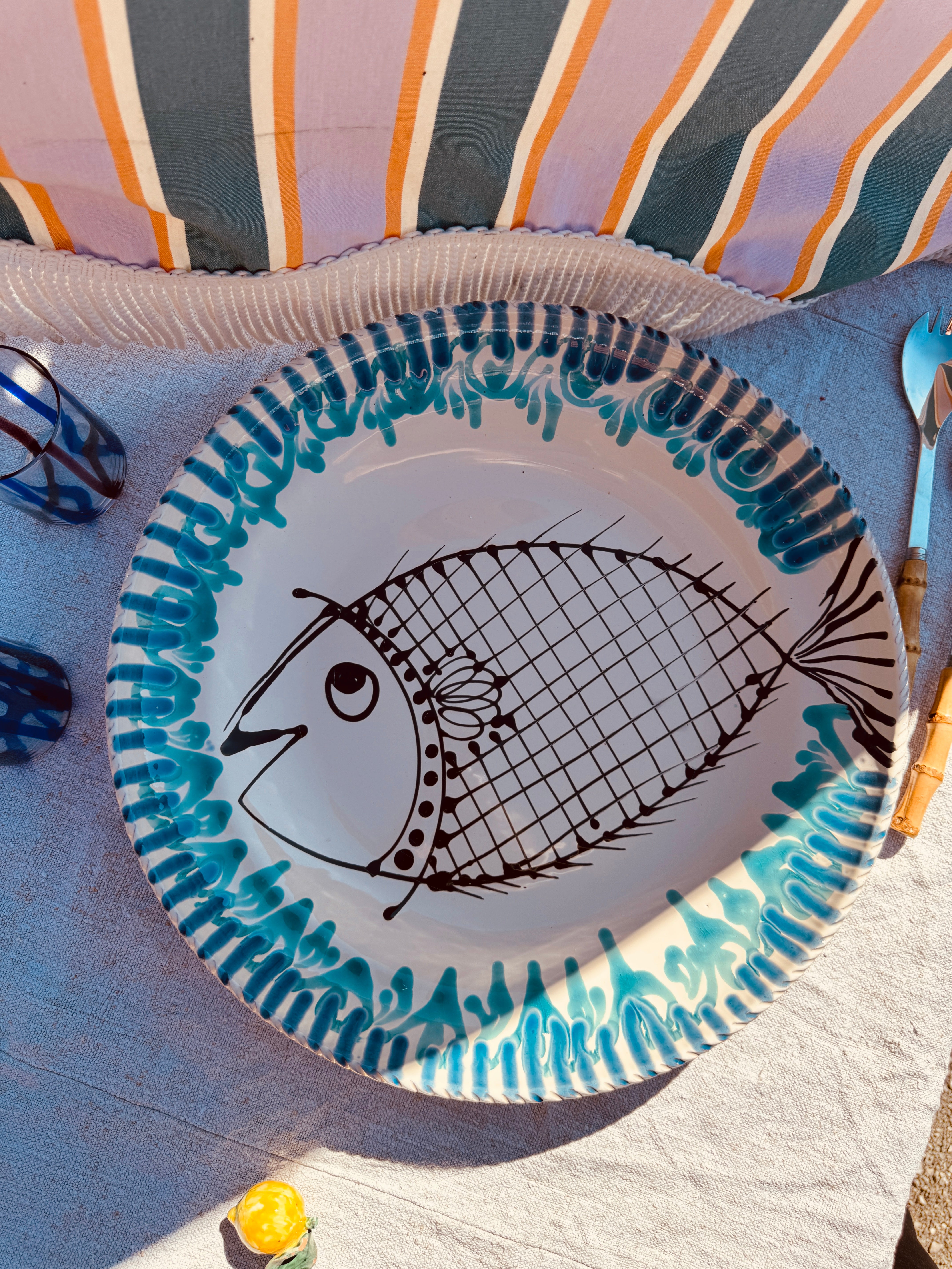 große Psychodelic "Pesce" Schale mit Hänger - 42cm !EINZELSTÜCK!