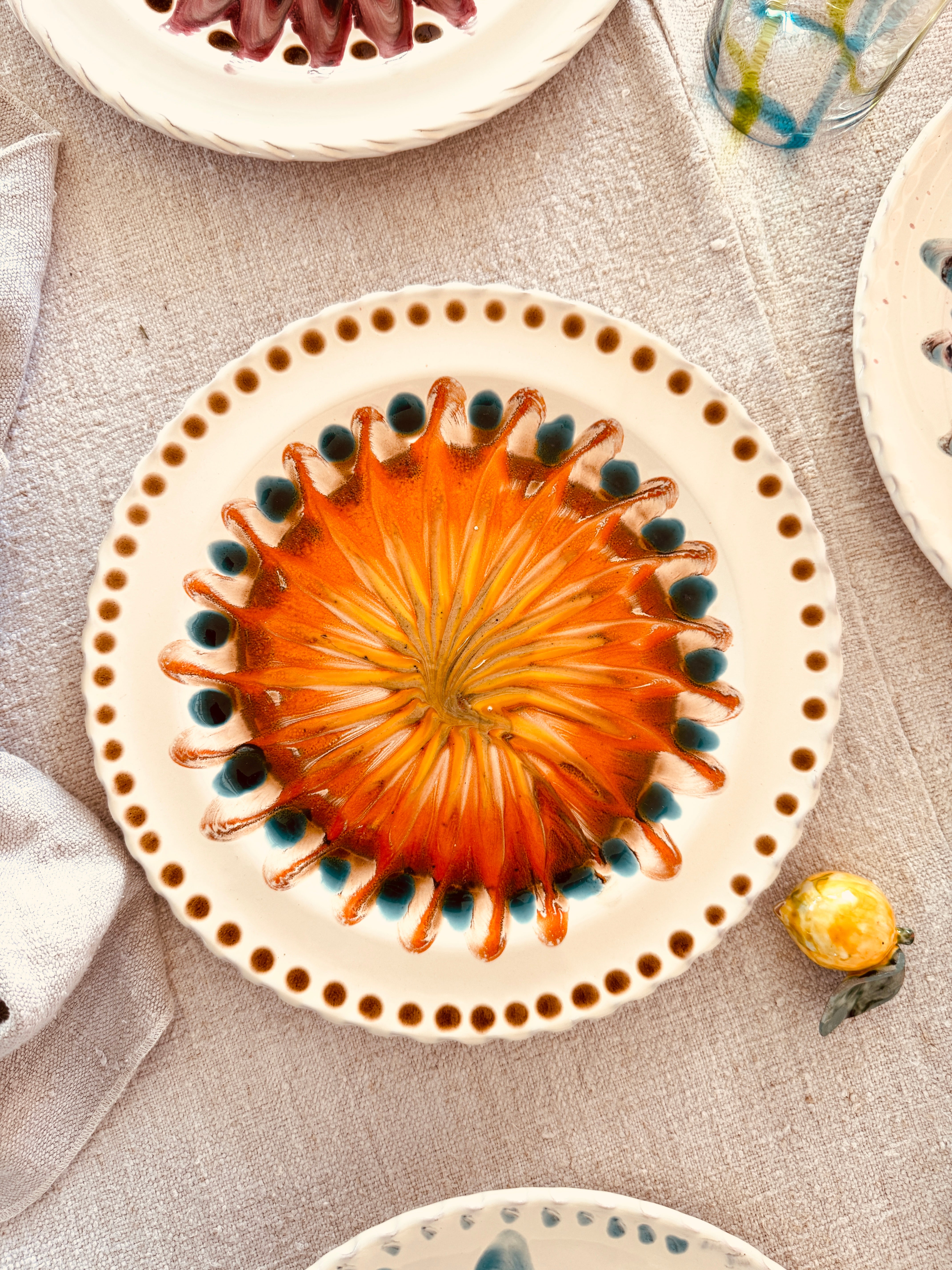 Handmade Italian Dinner Plates 27 cm | Set of 6 "Magic Mix" (Unique Set)