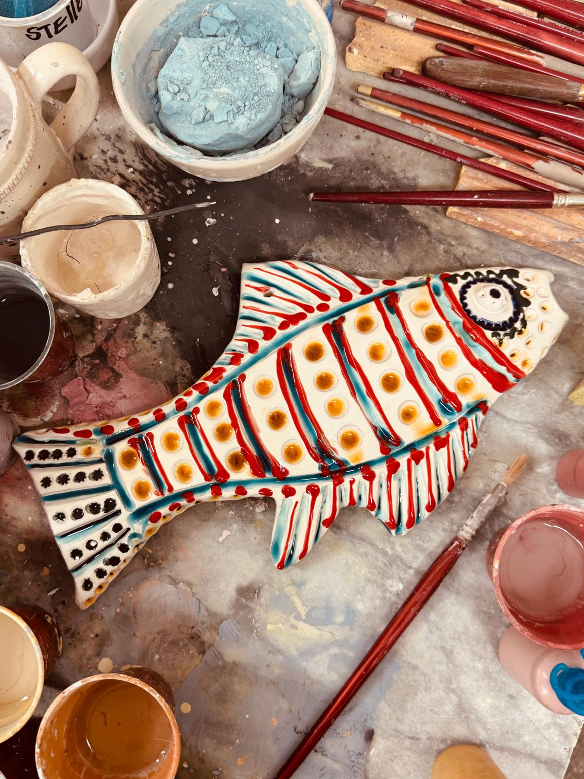 Unique Piece "Mediterranean Muse" Ceramic Deko Fish handmade by Franco Fasano