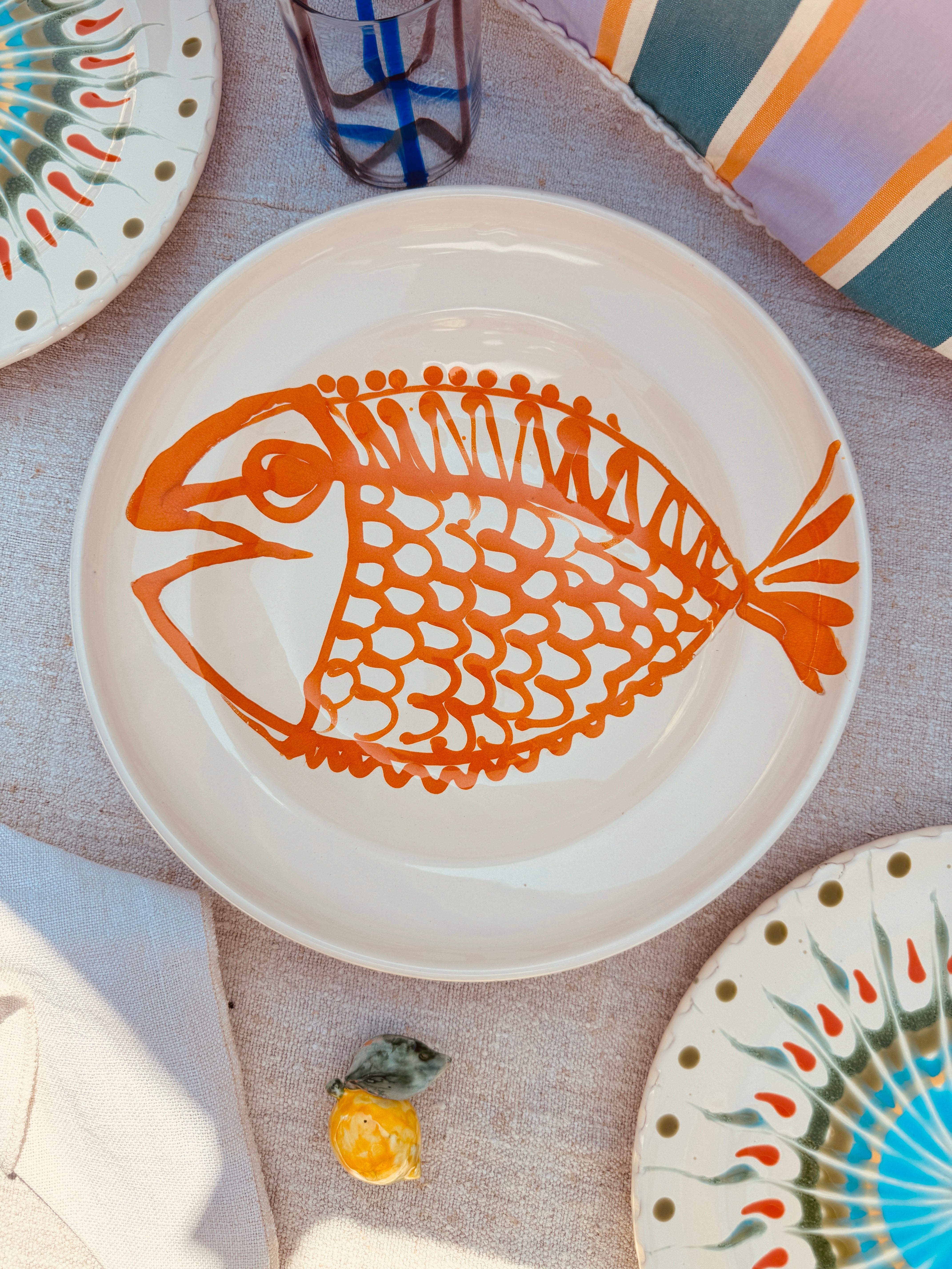 Flat Psychodelic Bowl  "Ciotola Piatta Pesce Blue Amore“