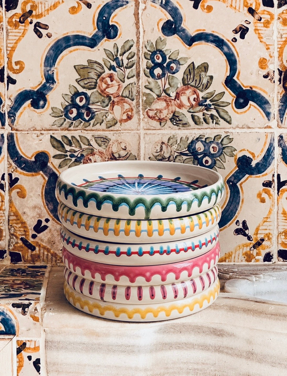 Pasta Plate 25cm "Riviera" Set of 6 Handmade Ceramic from Puglia