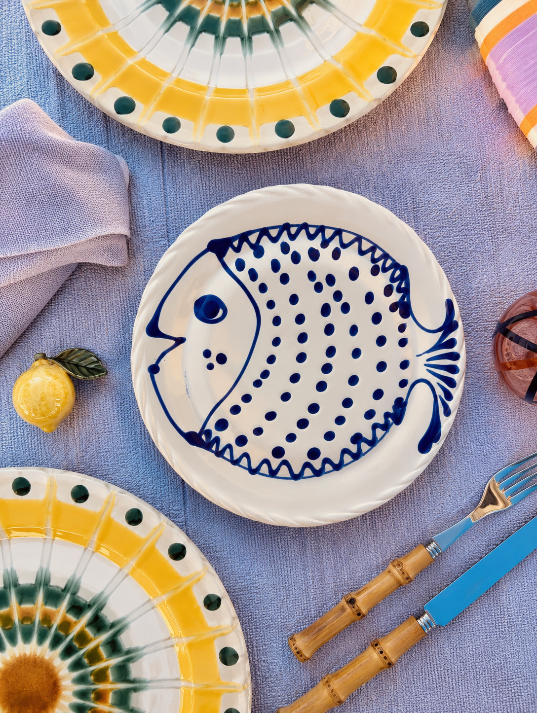 Handmade Italian Antipasti Plate 20 cm | Small Ceramic Plate "Pesce" (Unique Piece)