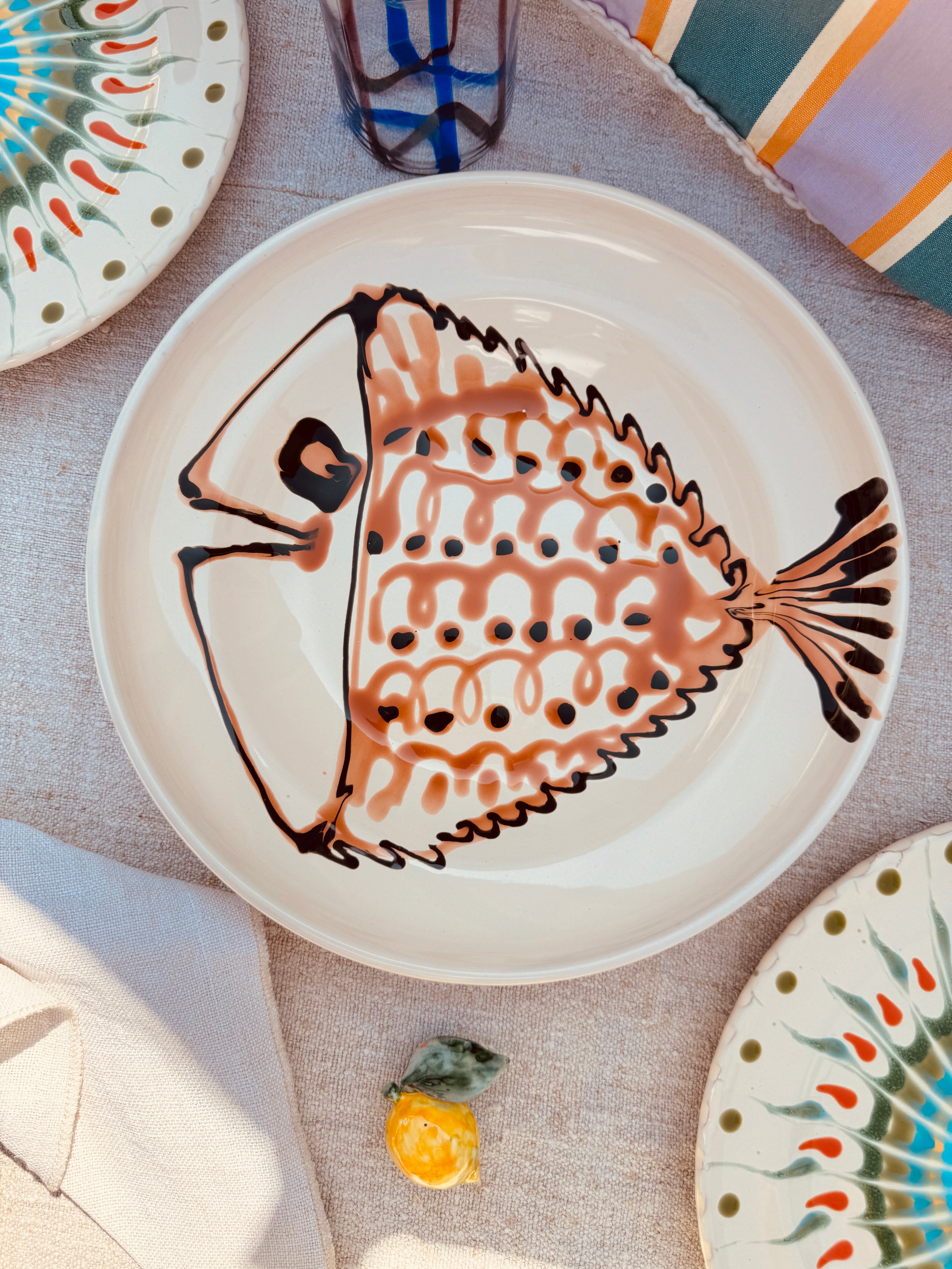 Flat Psychodelic Bowl  "Ciotola Piatta Pesce Amore“