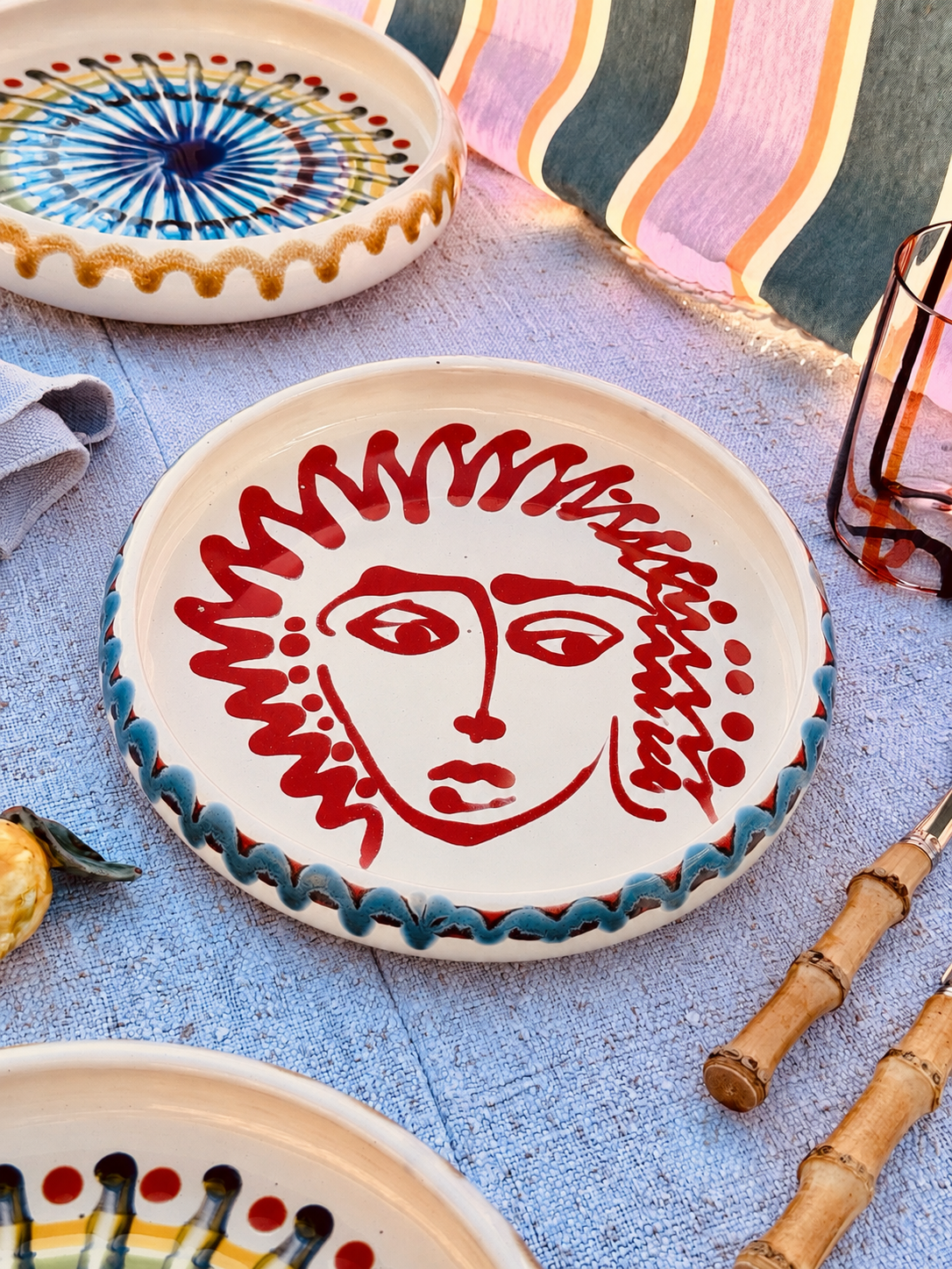 Italian Ceramic Pasta Plate 25cm | Handmade Viso Design "One of a kind"