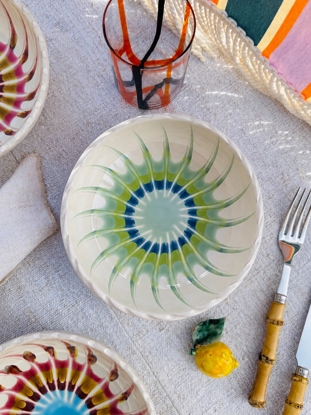 Handgefertigte Keramik Pasta Bowl 19 cm | Psychodelic Kollektion