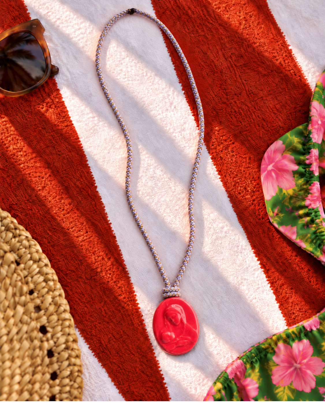 Mrs. Riviera's handmade & unique Ceramic Talisman Necklace "Rosso"