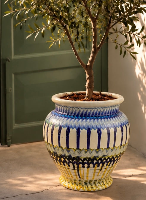 Keramik Pflanztopf handgefertigt | 38 cm Riviera Statement Piece