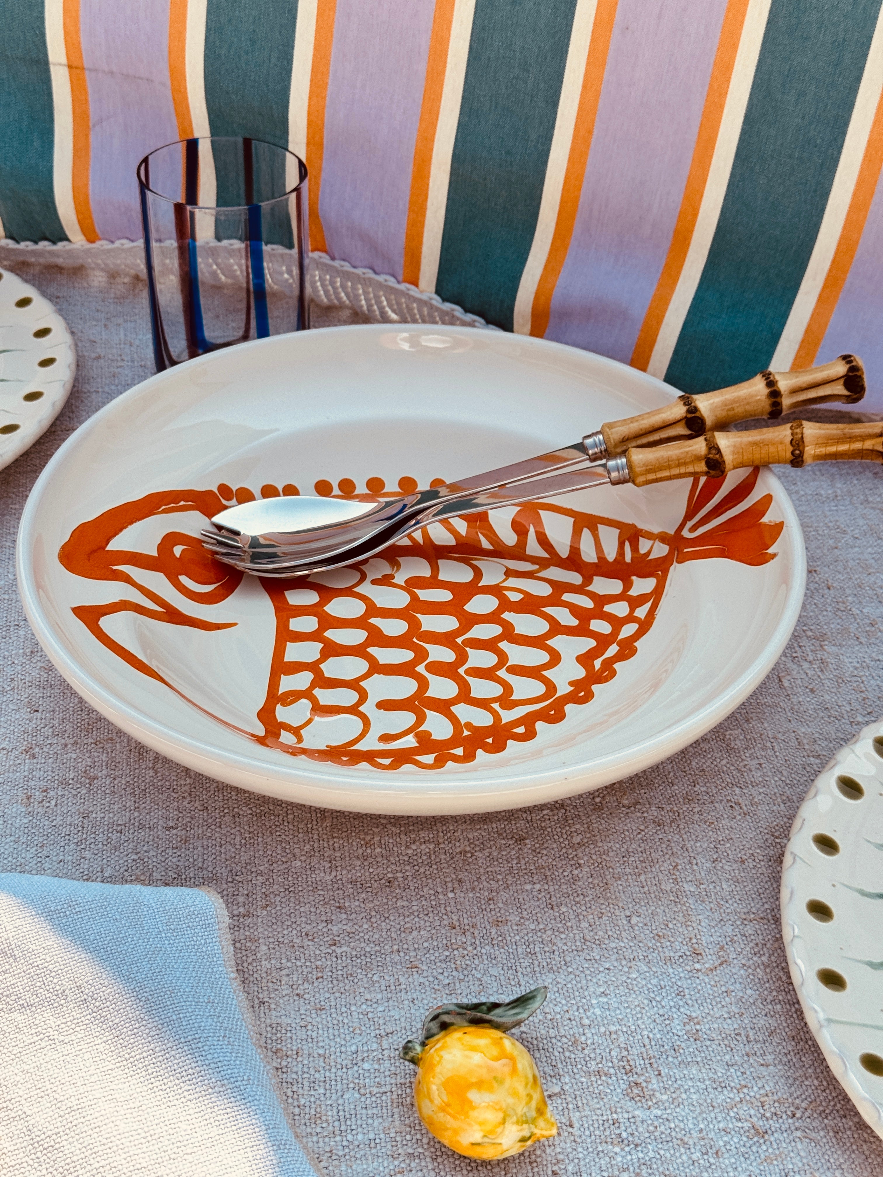 Flat Psychodelic Bowl  "Ciotola Piatta Pesce Blue Amore“