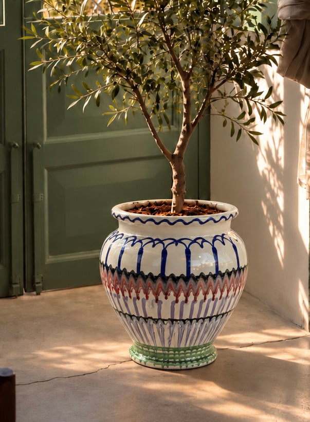 Keramik Pflanztopf handgefertigt | 38 cm Riviera Statement Piece