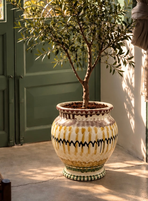 Keramik Pflanztopf handgefertigt | 38 cm Riviera Statement Piece