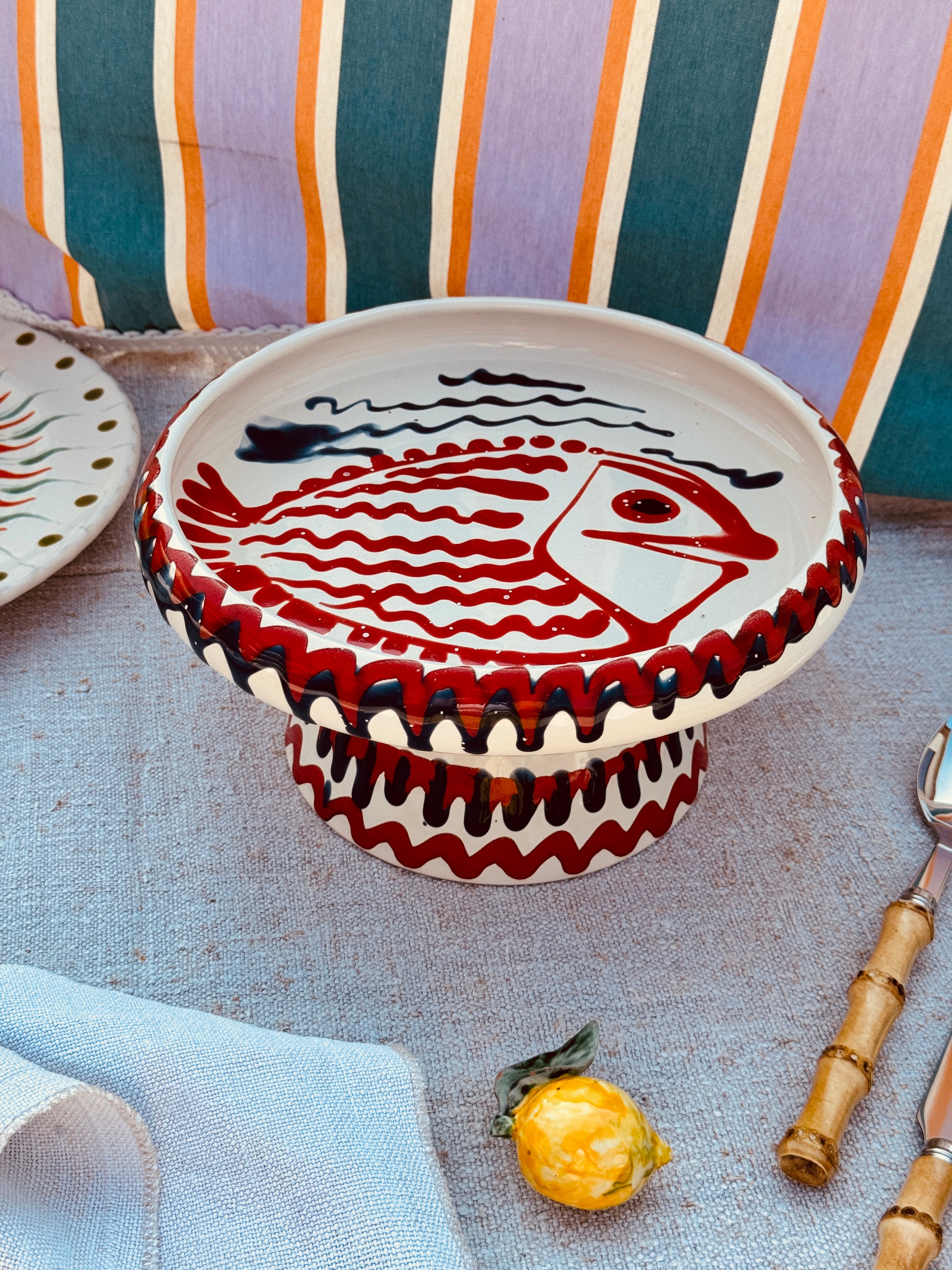 Fish Psychodelic Frisbee High Plate - 25cm UNIQUE PIECE - ONLY 1 X AVAILABLE