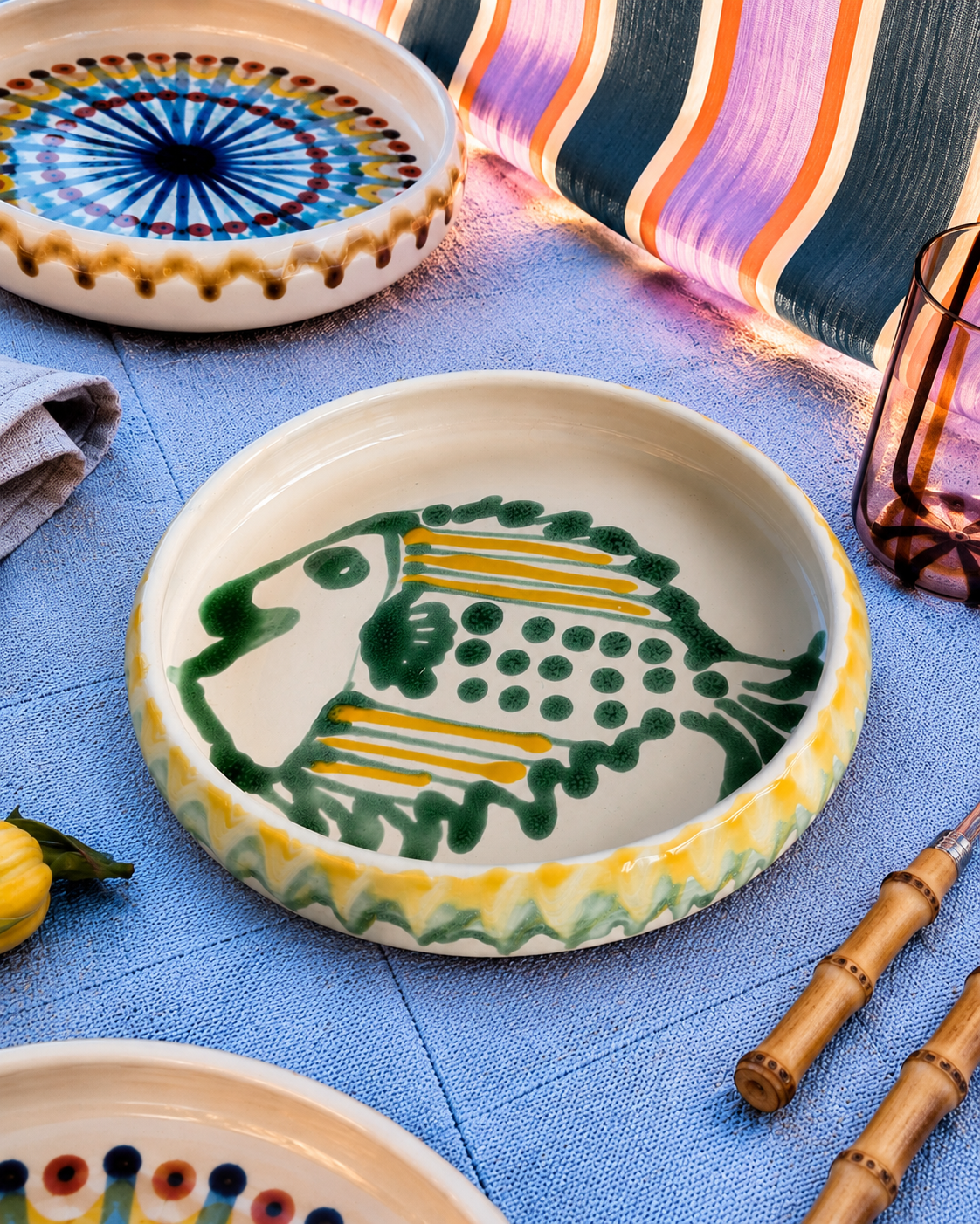 Italian Ceramic Pasta Plate 25cm | Handmade  Design "One of a kind"