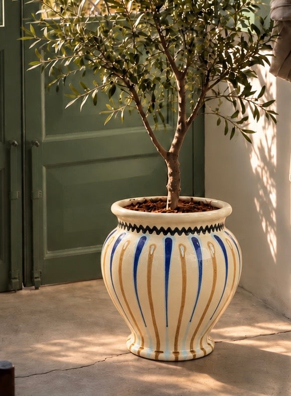 Keramik Pflanztopf handgefertigt | 38 cm Riviera Statement Piece