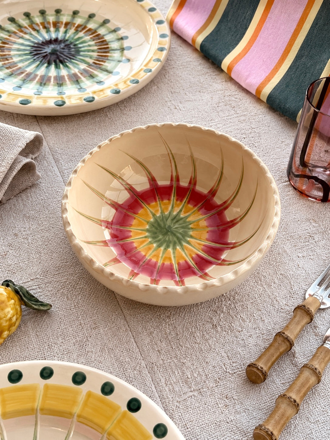 Handgefertigte Keramik Pasta Bowl 19 cm | Psychodelic Kollektion