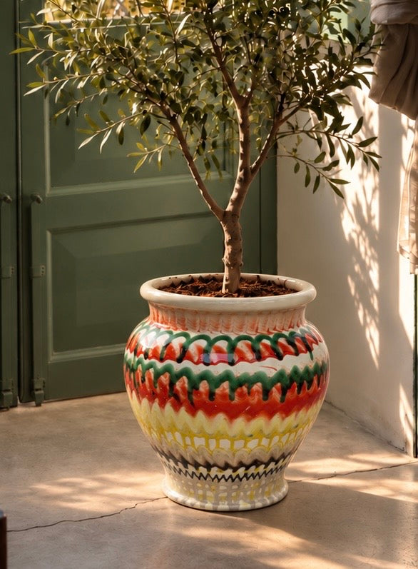Keramik Pflanztopf handgefertigt | 38 cm Riviera Statement Piece