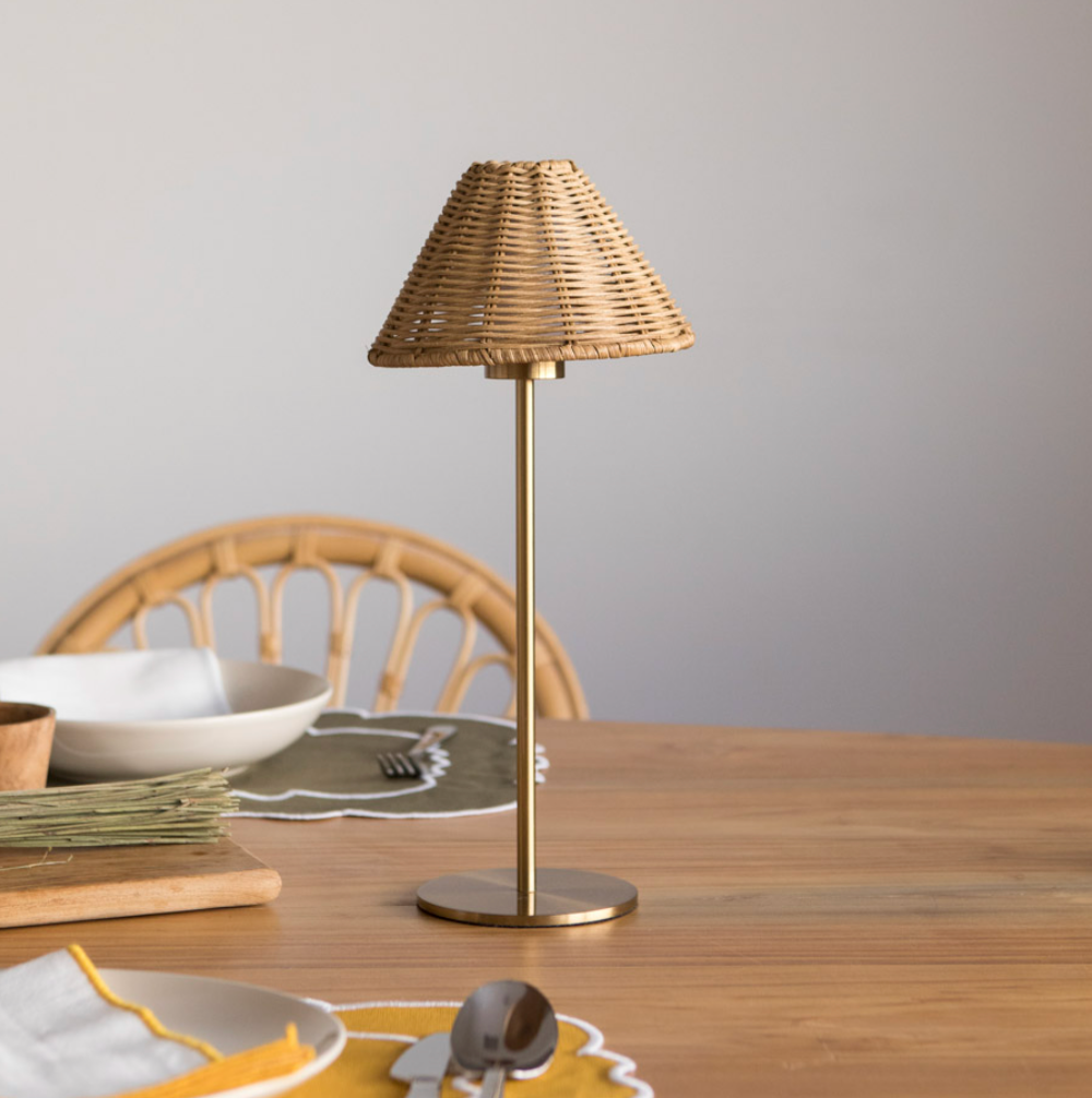 Luma Riva Cordless Rattan Table Lamp – Rechargeable LED Lamp with Touch Dimmer – Mediterranean Lighting
