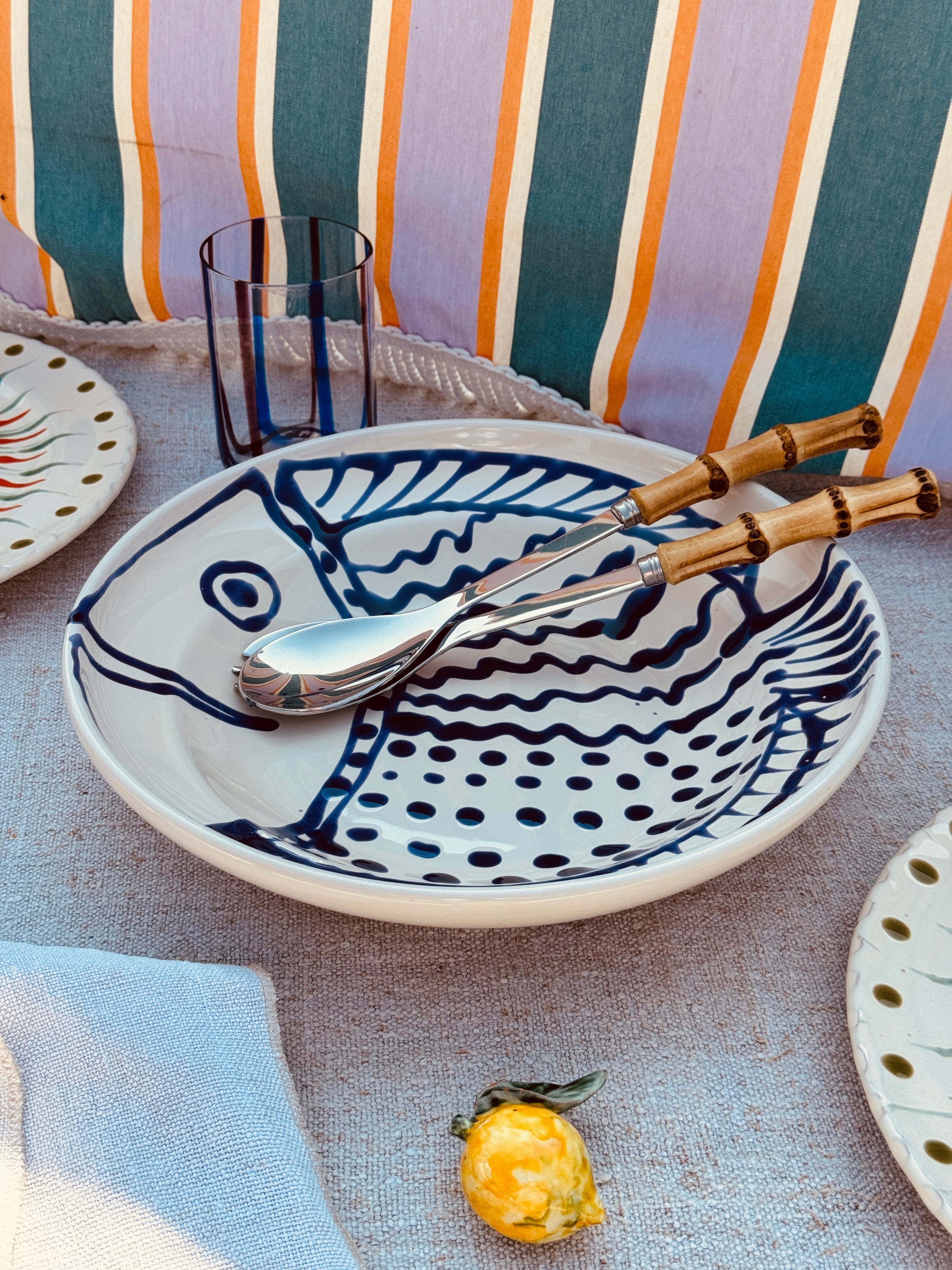 Flat Psychodelic Bowl  "Ciotola Piatta Pesce Blue Amore“