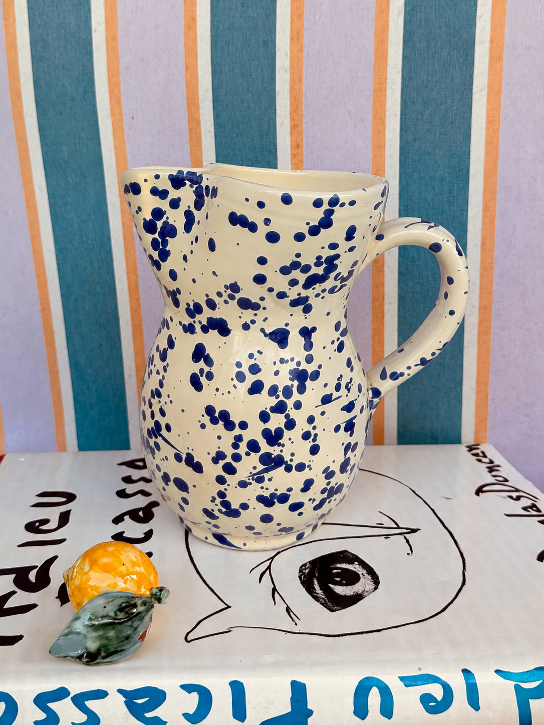Handmade Ceramic Jug 0.5L Schizzato – Italian Wine Carafe from Southern Italy