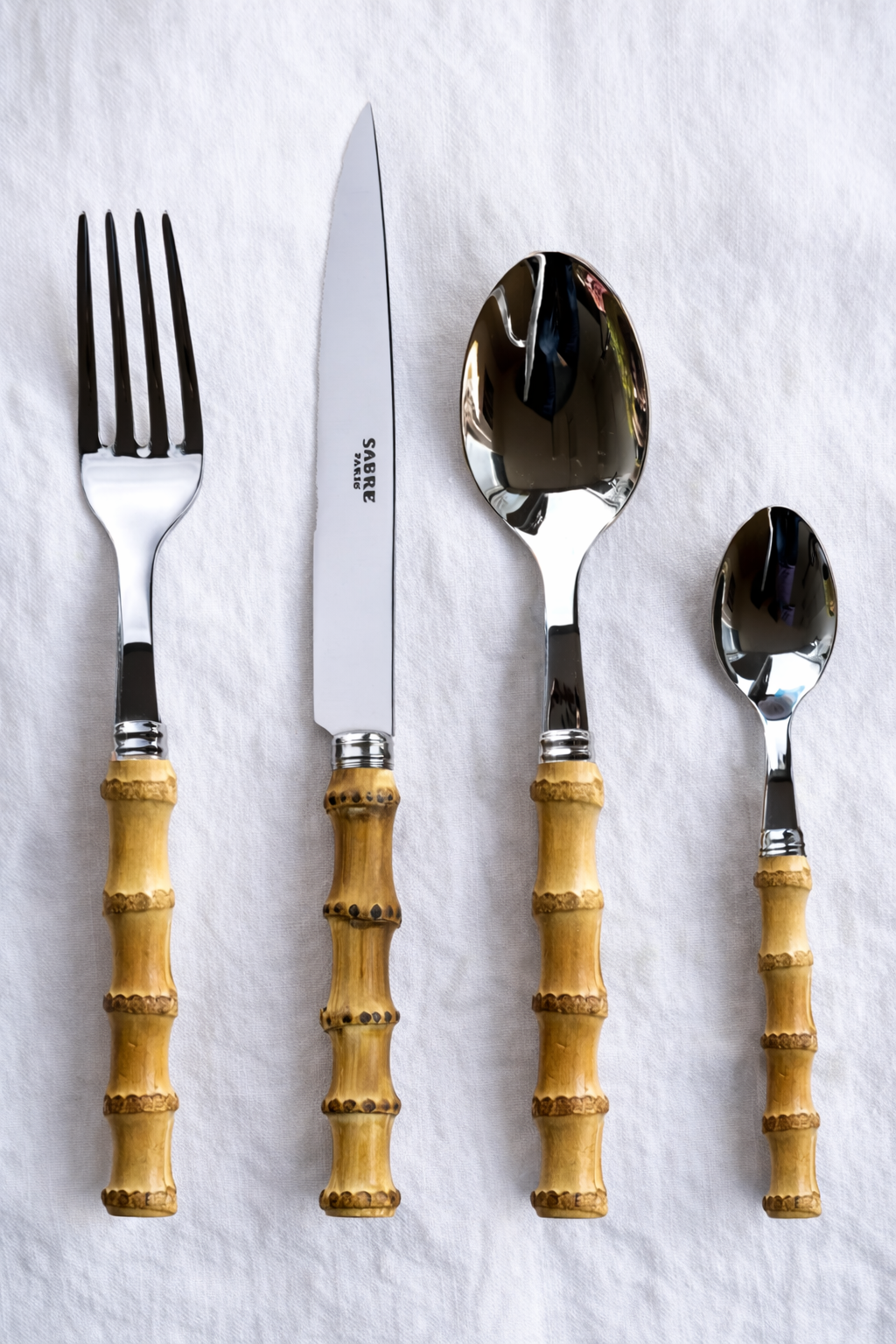 Riva Cutlery Set with Bamboo Handle – 4-Piece Premium Stainless Steel Flatware (18/10) – Mediterranean Tableware