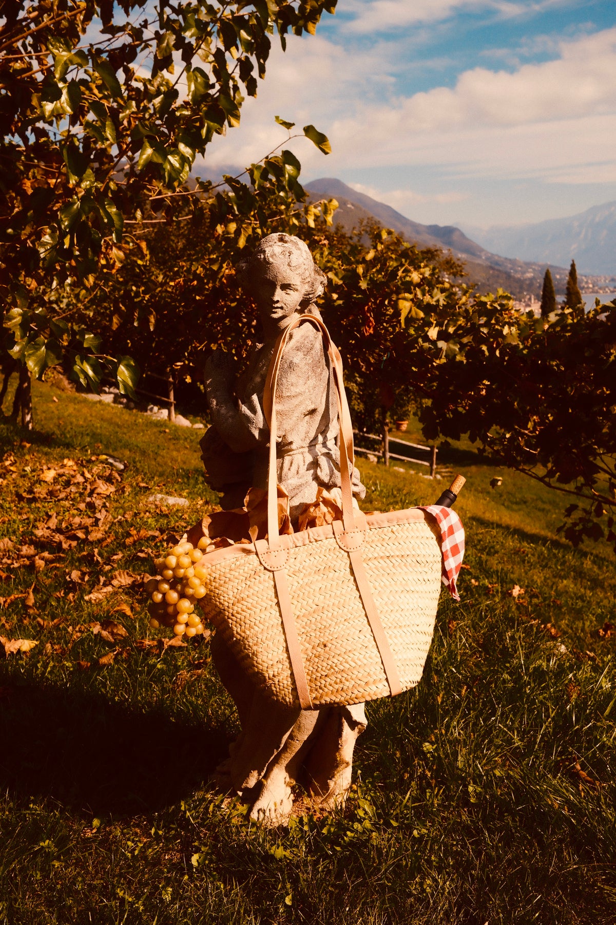 Mrs. Riviera Basket Bag "Golden Lotus" – Handmade in Morocco