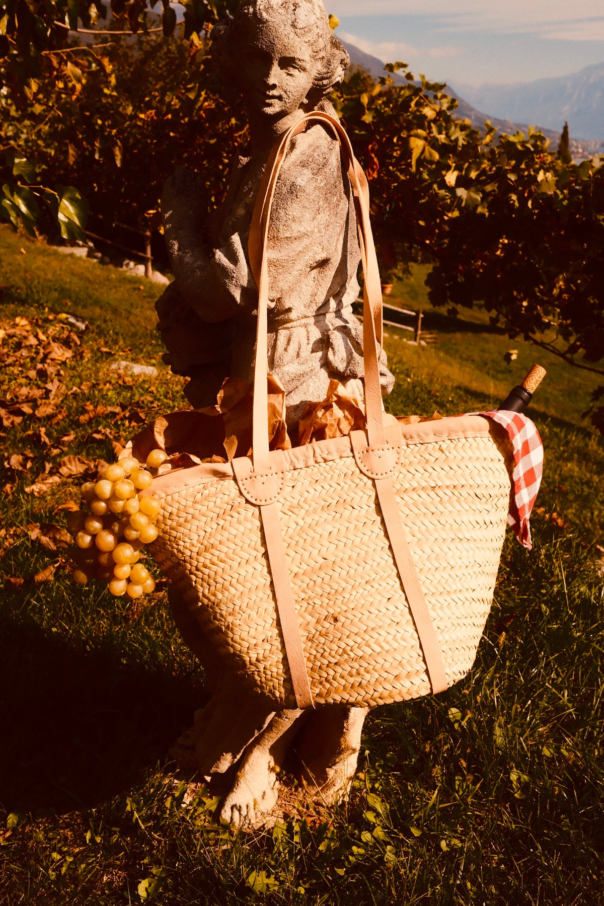 Mrs. Riviera Basket Bag "Golden Lotus" – Handmade in Morocco