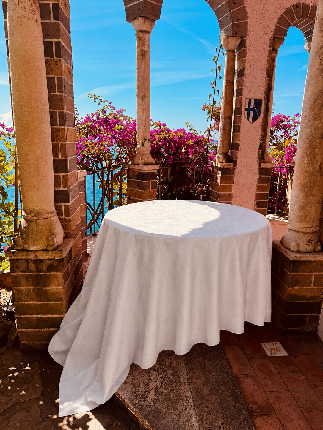 Luxury Italienische Tischdecke 180 × 250 cm | "Riviera Nautico Bianco"