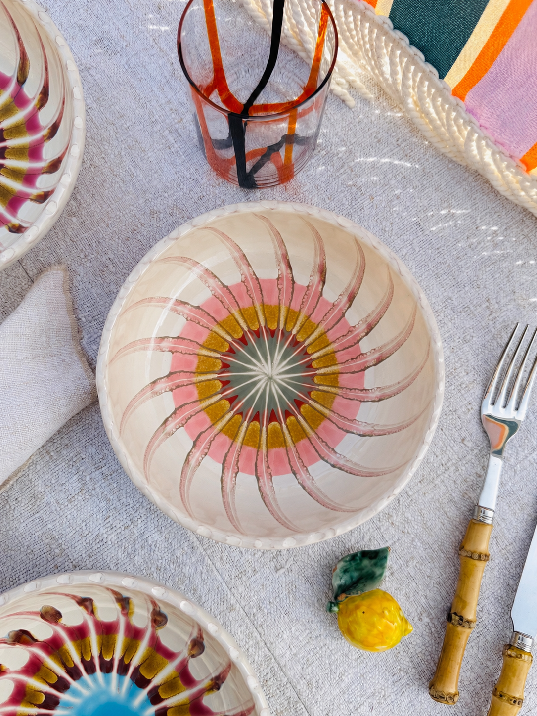 Handgefertigte Keramik Pasta Bowl 19 cm | Psychodelic Kollektion