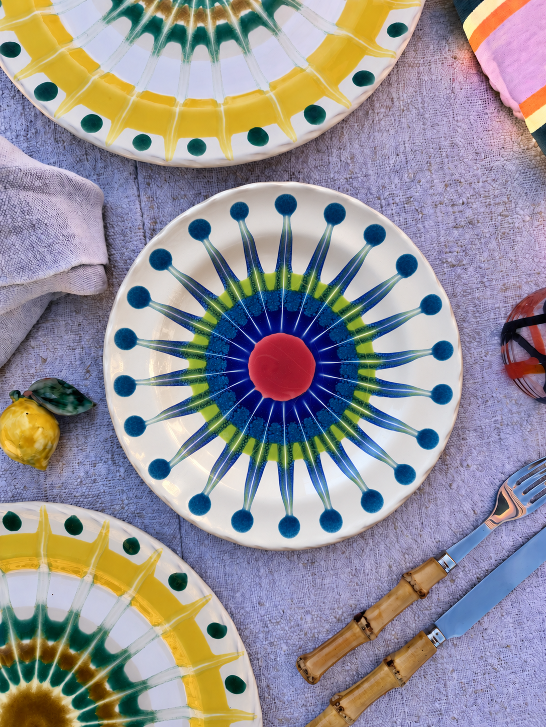 Handmade Italian Antipasti Plate 20 cm | Small Ceramic Plate Psychodelic Design