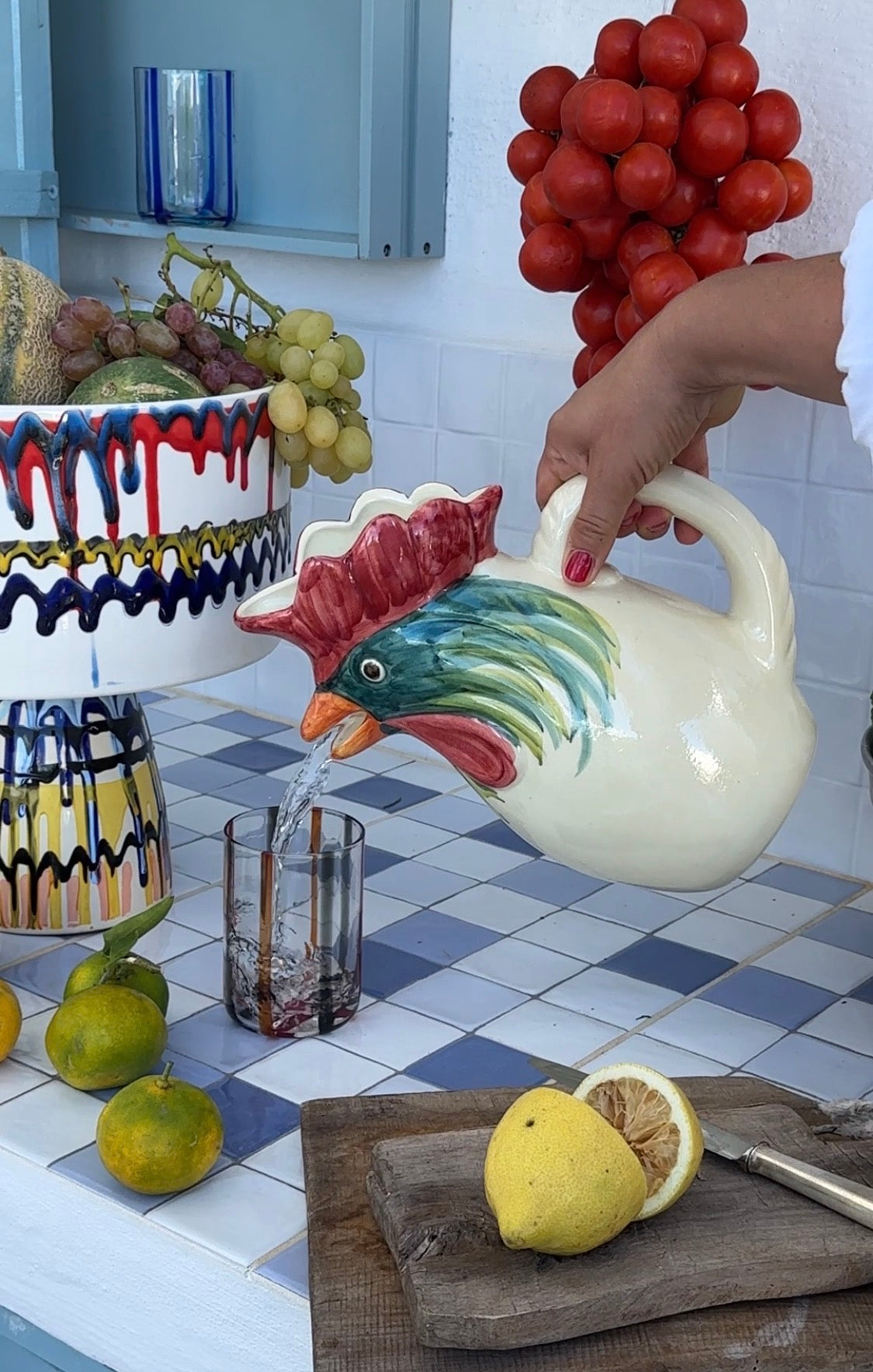Hand-Painted Ceramic Jug “Il Gallo” – 1.5 L