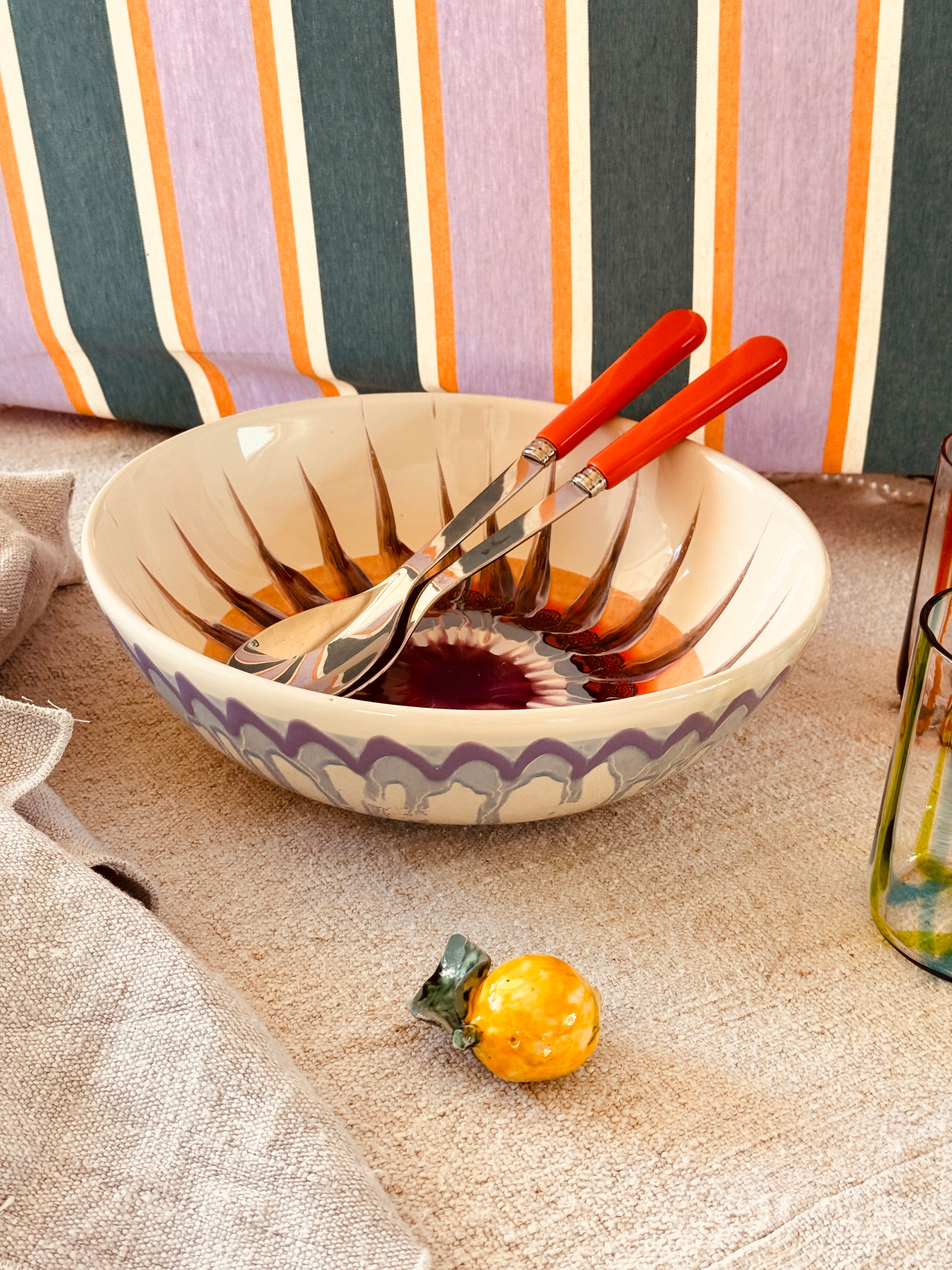 Handgefertigte Salatschüssel 26 cm | Keramik Servierschale (Unikat)