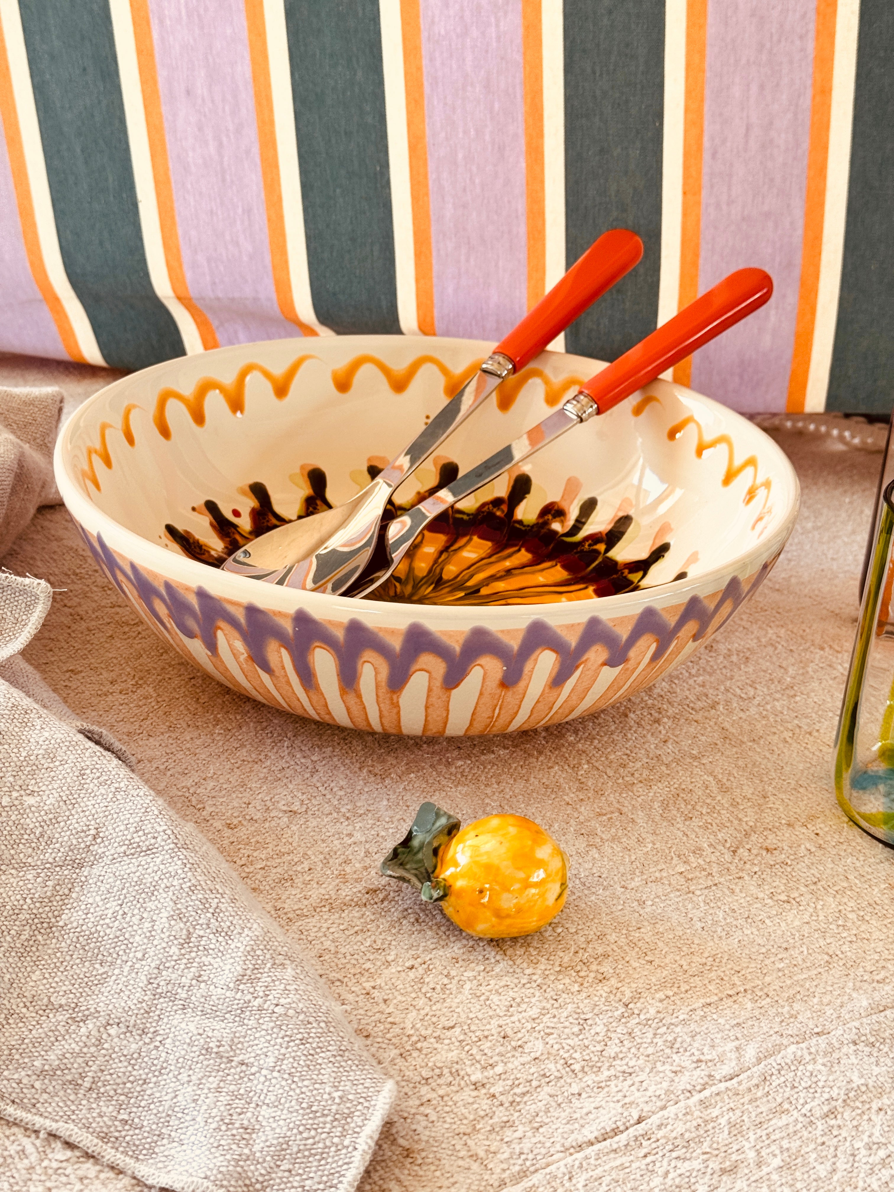 Handgefertigte Salatschüssel 26 cm | Keramik Servierschale (Unikat)