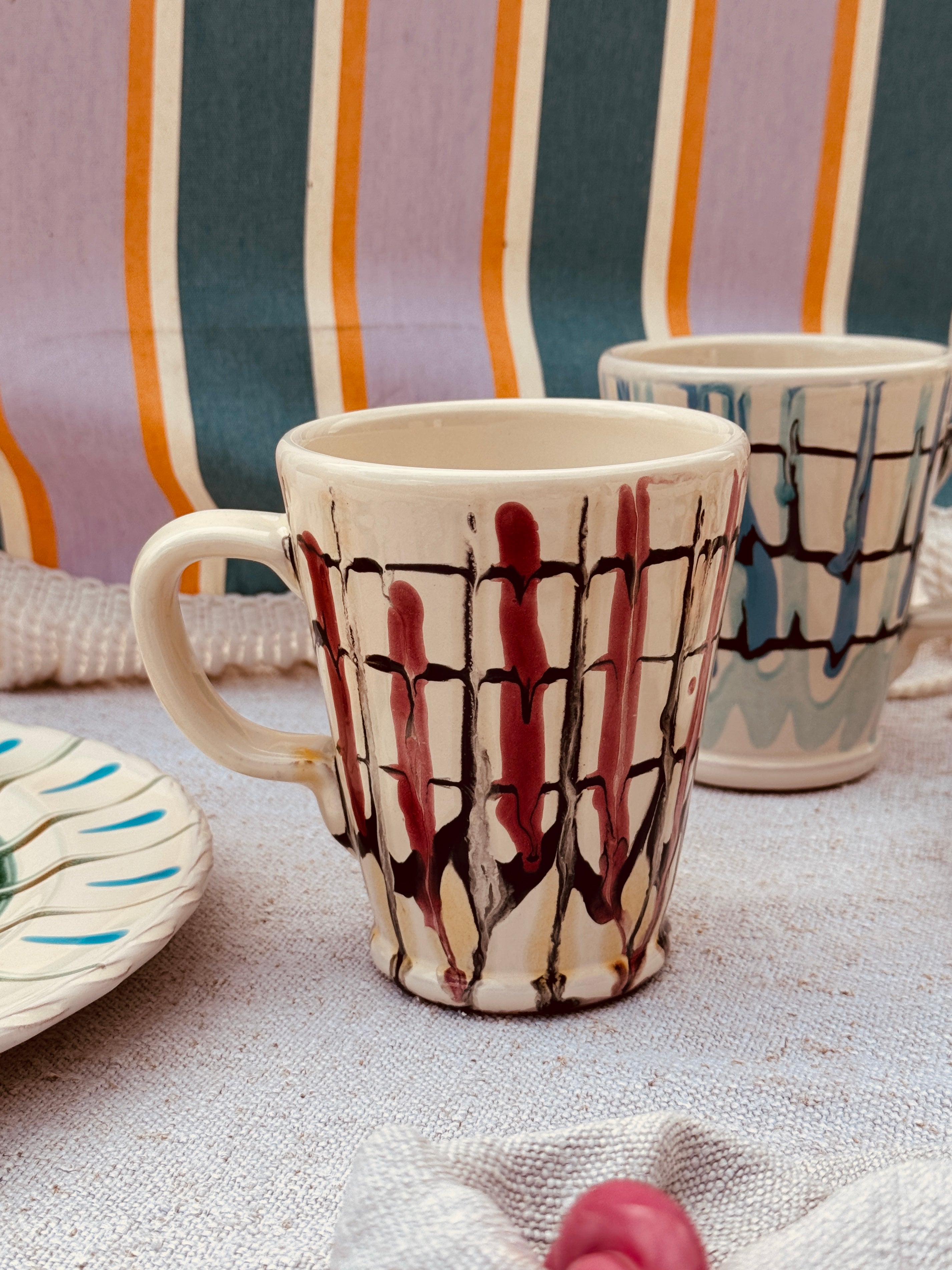 Big Psychodelic Mug with Handle "Popolo" - Set of 2