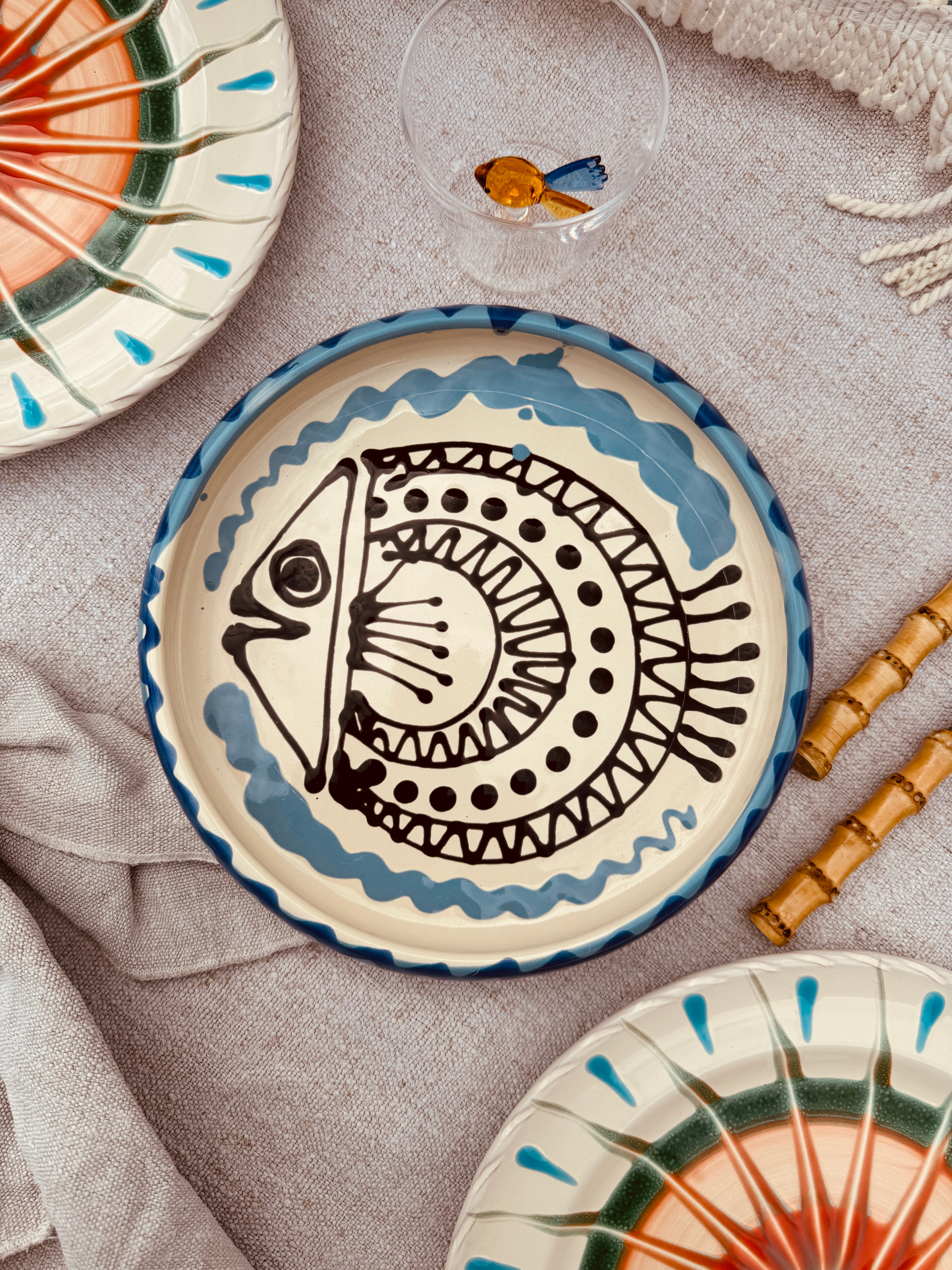 Psychodelic Frisbee Plate  - 25cm "Pesce Blu"