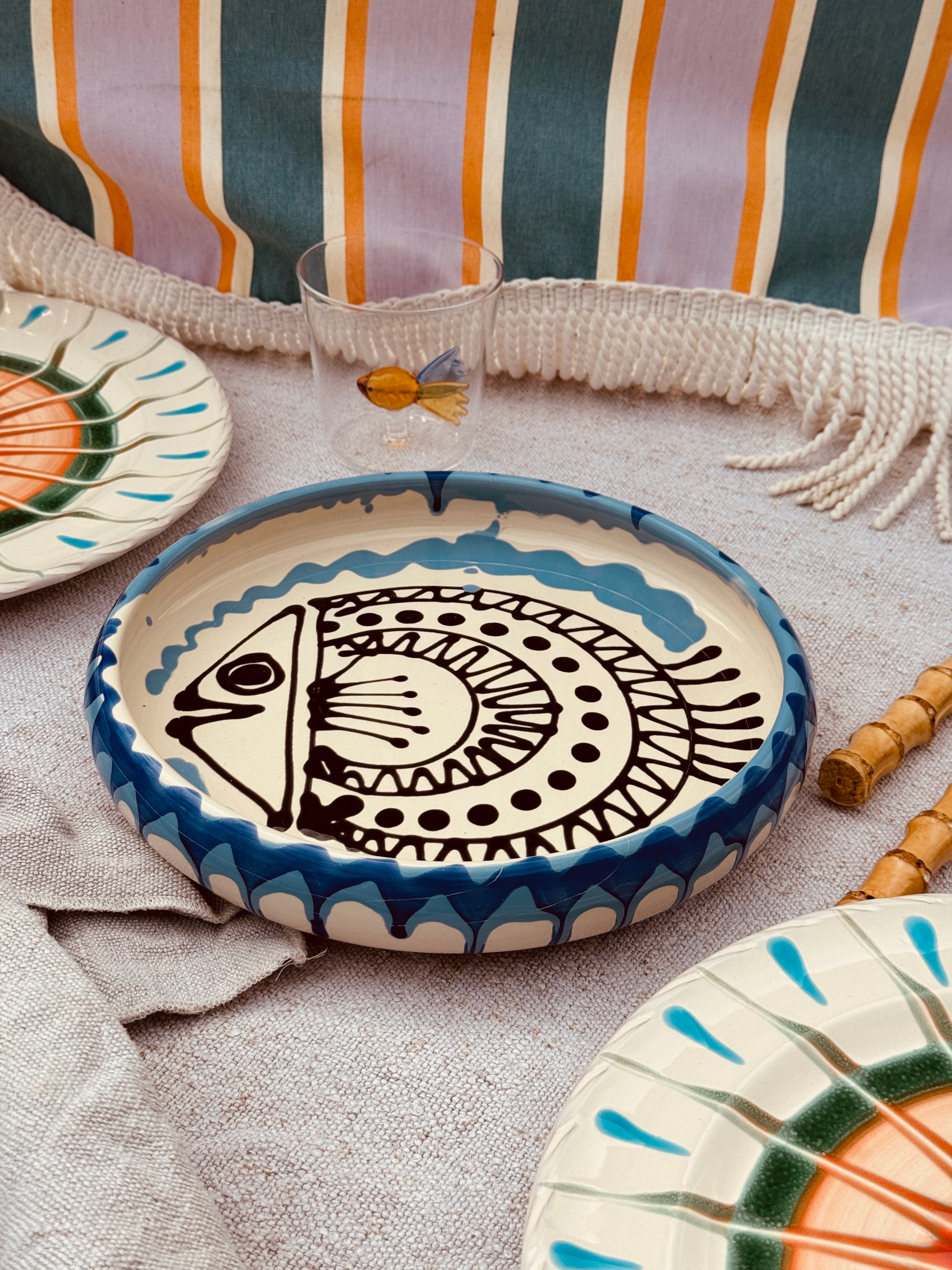Psychodelic Frisbee Plate  - 25cm "Pesce Blu"