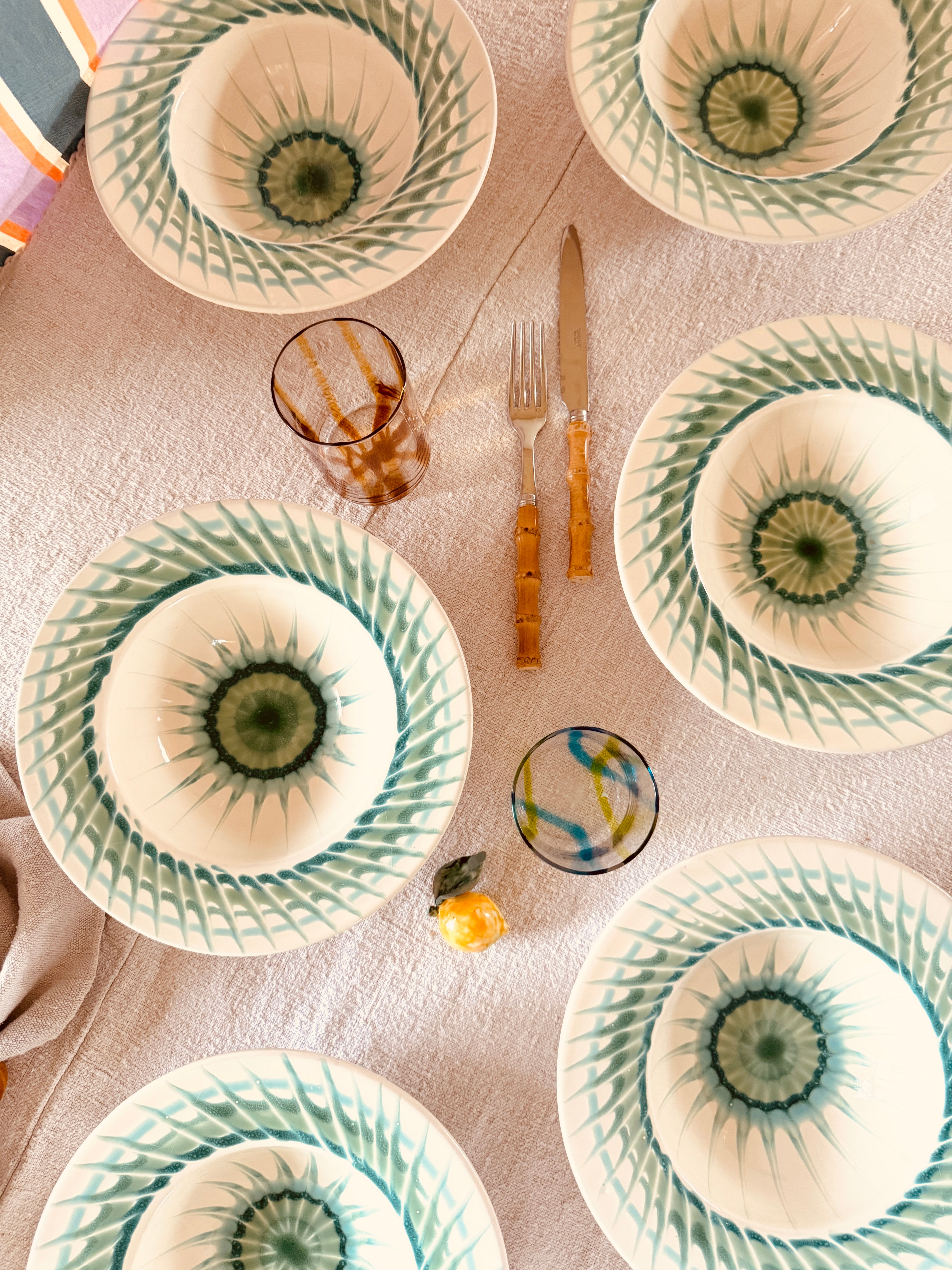 Handgefertigte Pastaschale 25 cm | Cappello di Prete - 6er Set